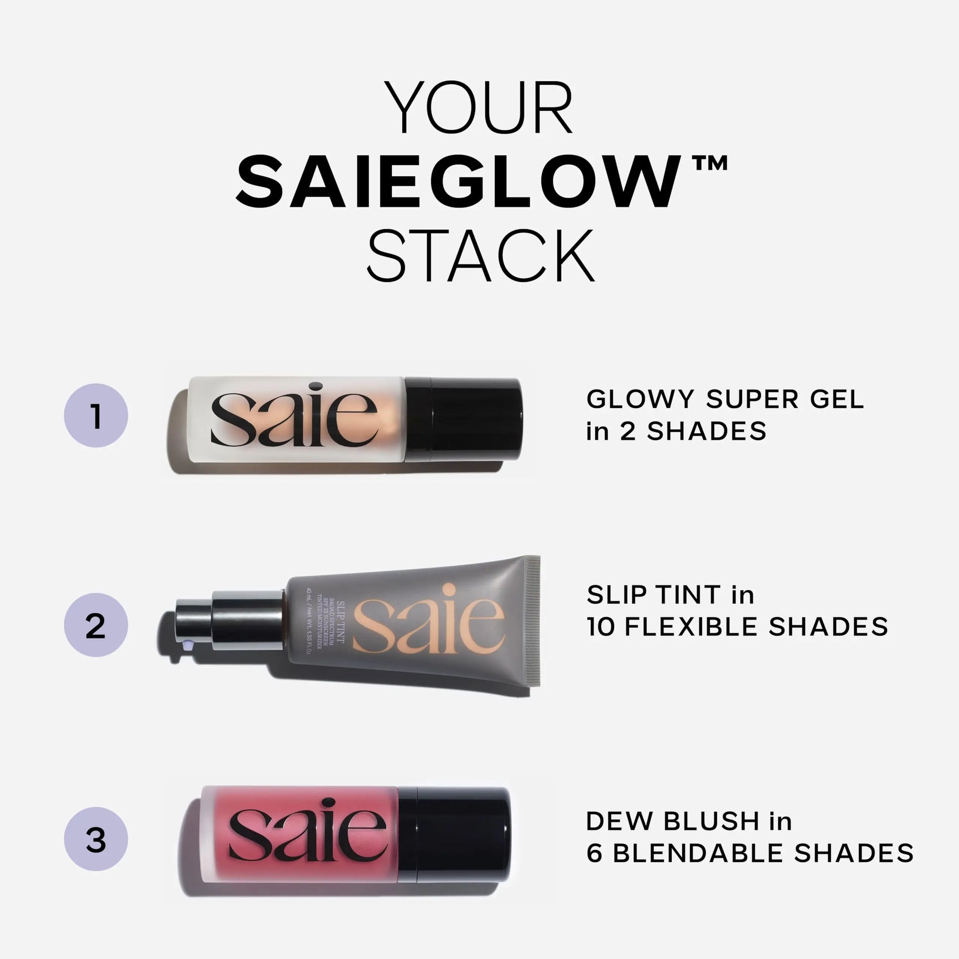 Saie Mini Glowy Super Gel Lightweight llluminator & Makeup Primer - Sunglow (0.5 oz) + Dew Blush - Lightweight Liquid Blush with a Blendable + Buildable Cream Finish - Sweetie (.40 oz) Saie uk supplements