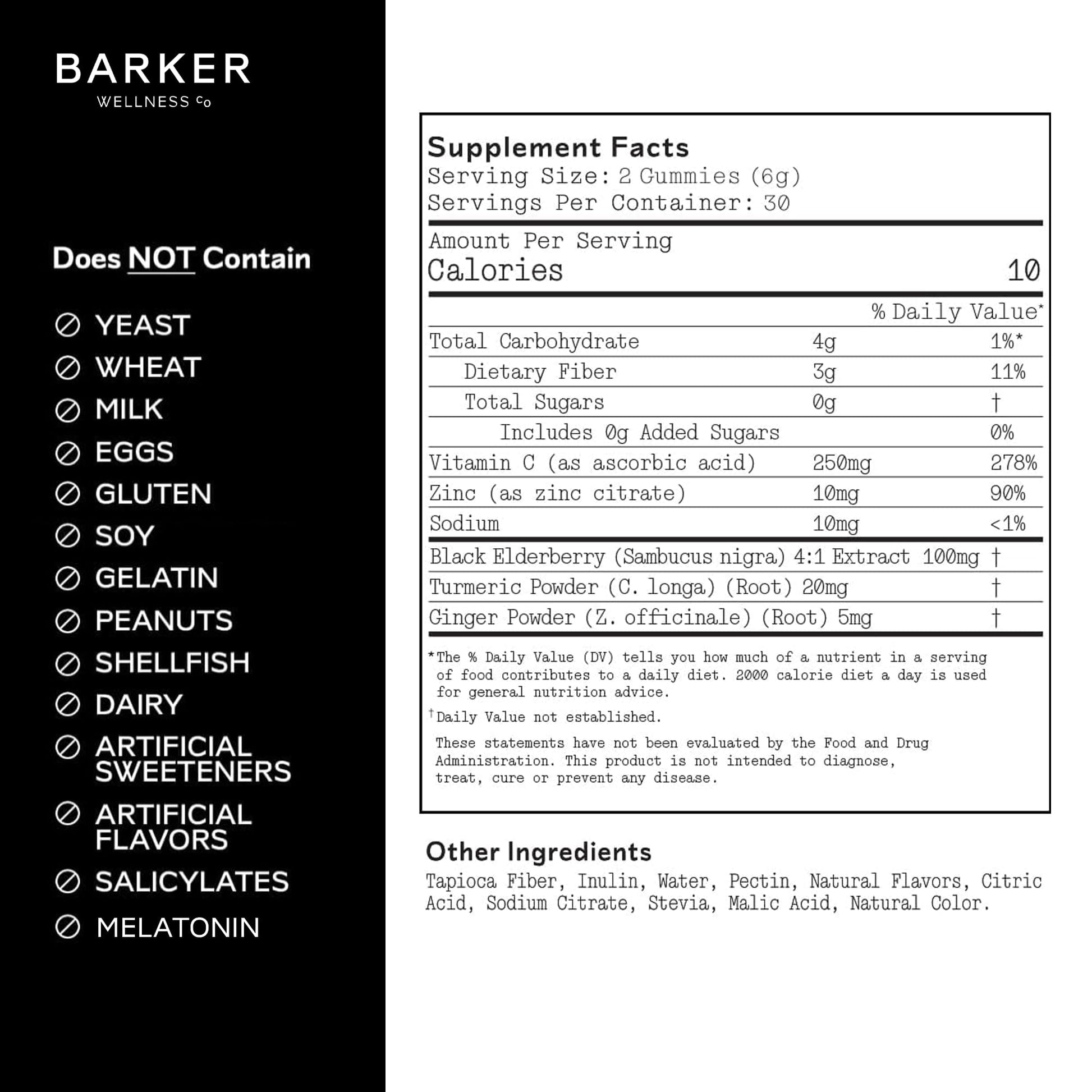 Barker Wellness Immunity Gummies with Vitamin C, Zinc, Elderberry, Turmeric & Ginger for Daily Immune Support | Vegan, Sugar-Free, Lemon-Lime Flavor | Seasonal Wellness Essentials, 60 Count Barker Wellness Co uk supplements