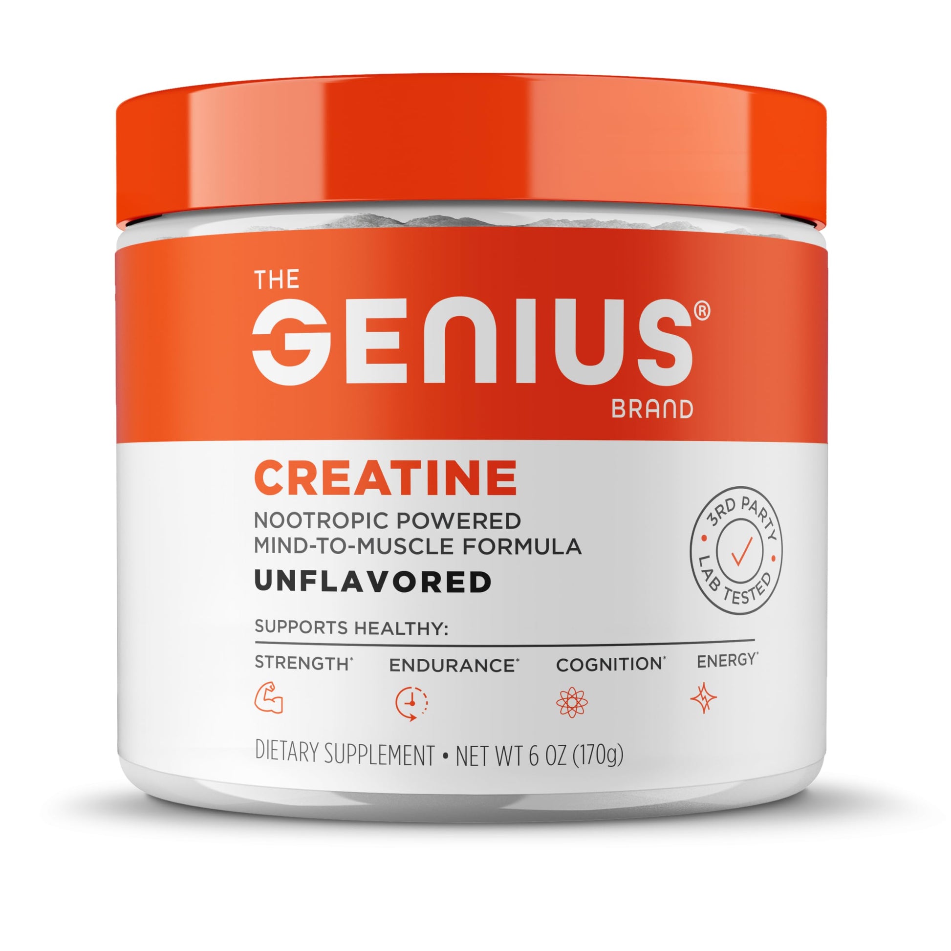 The Genius Brand Genius Creatine - Creatine Monohydrate Powder for Active Lifestyles - Endurance, Strength, Brain Performance & Muscle Health Support - Mind-to-Muscle Formula - Unflavored - 6 oz The Genius Brand uk supplements