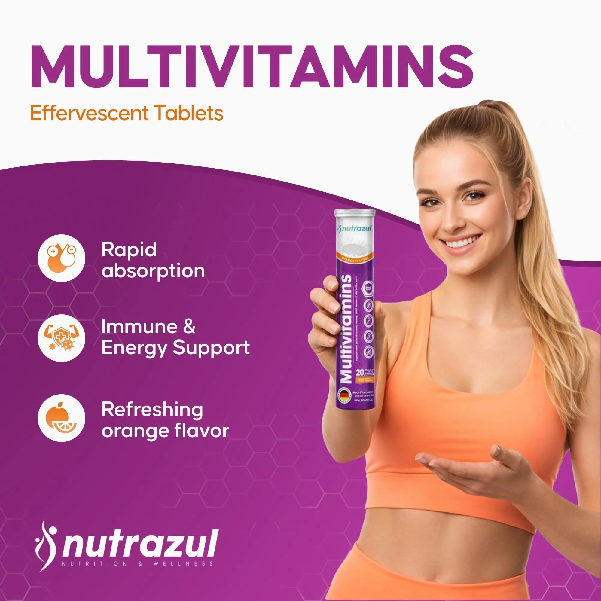nutrazul Multivitamin Effervescent Tablets, Supplement for Daily Wellness & 9 Essential Vitamins, Contains Vitamin with Vitamin C & B Complex nutrazul uk supplements
