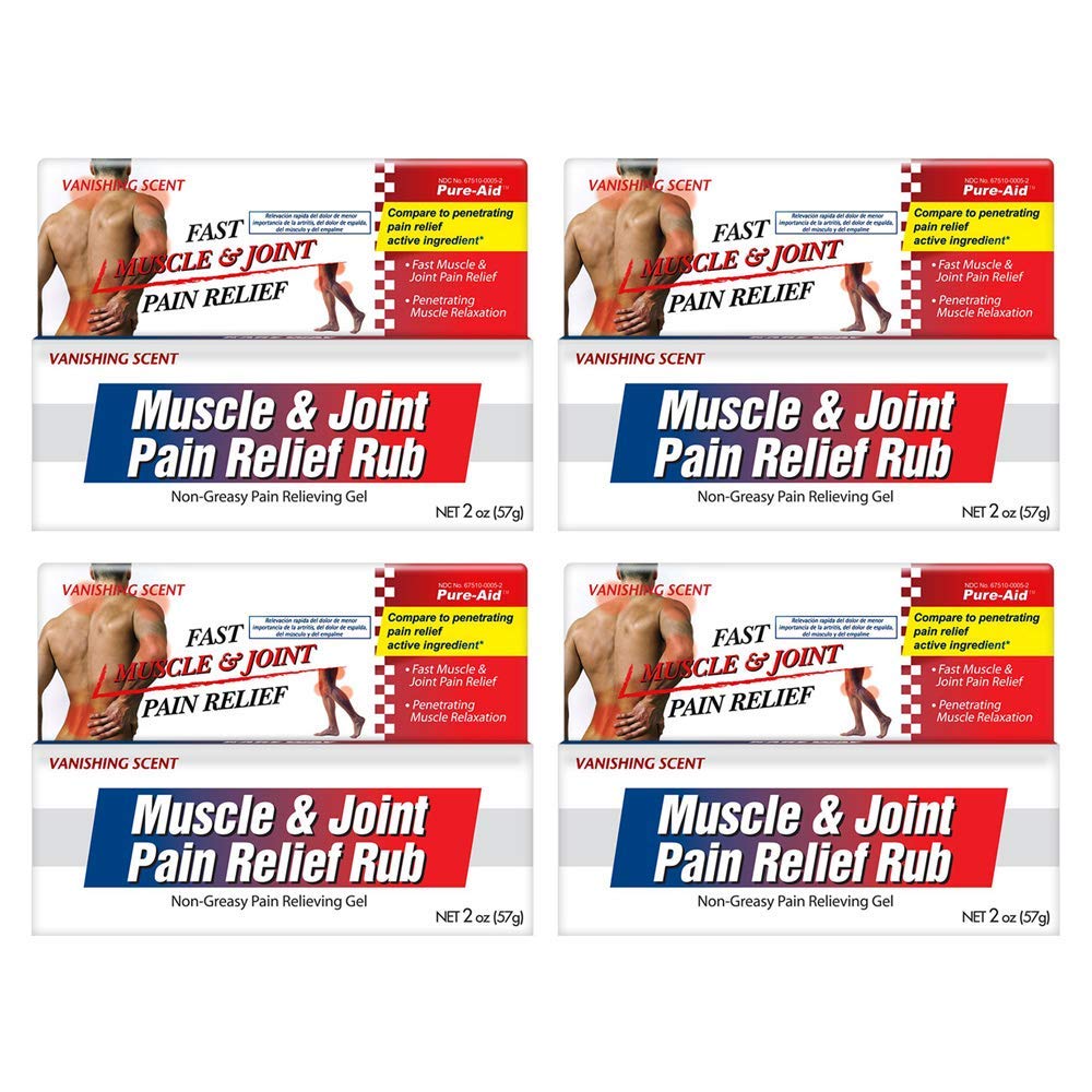 Pure-Aid Muscle & Joint Pain Relief Rub, Fast Relief from Minor Arthritis, Backache, Muscle & Joint Pain Non-Greasy Cream, 2oz (4pk) Pure-Aid uk supplements