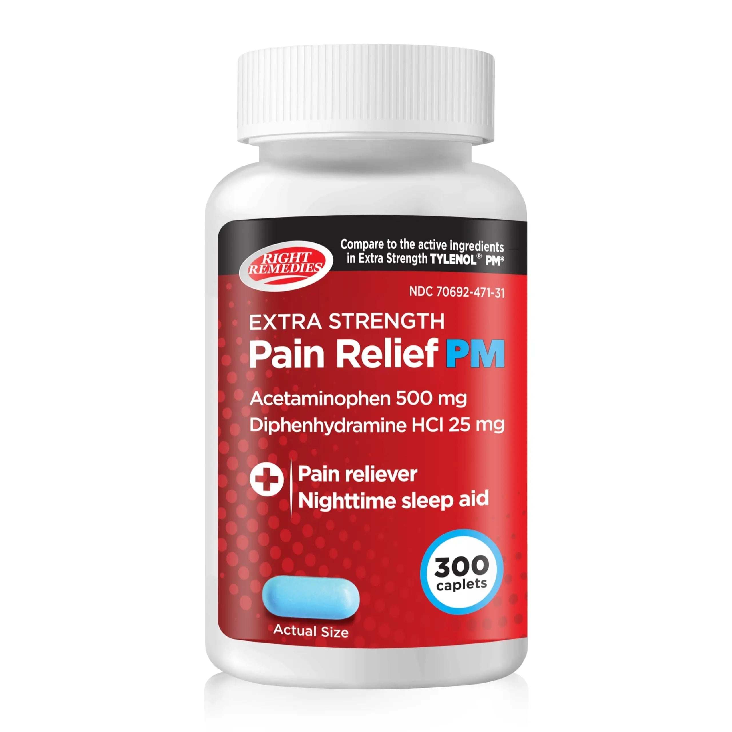 Right Remedies Extra Strength Pain Relief PM & Nighttime Sleep Aid Caplets,(300 count), Acetaminophen 500 mg & Diphenhydramine HCl 25 mg, Non-Habit Forming, Compare to Active ingredients of Tylenol PM RIGHT REMEDIES uk supplements