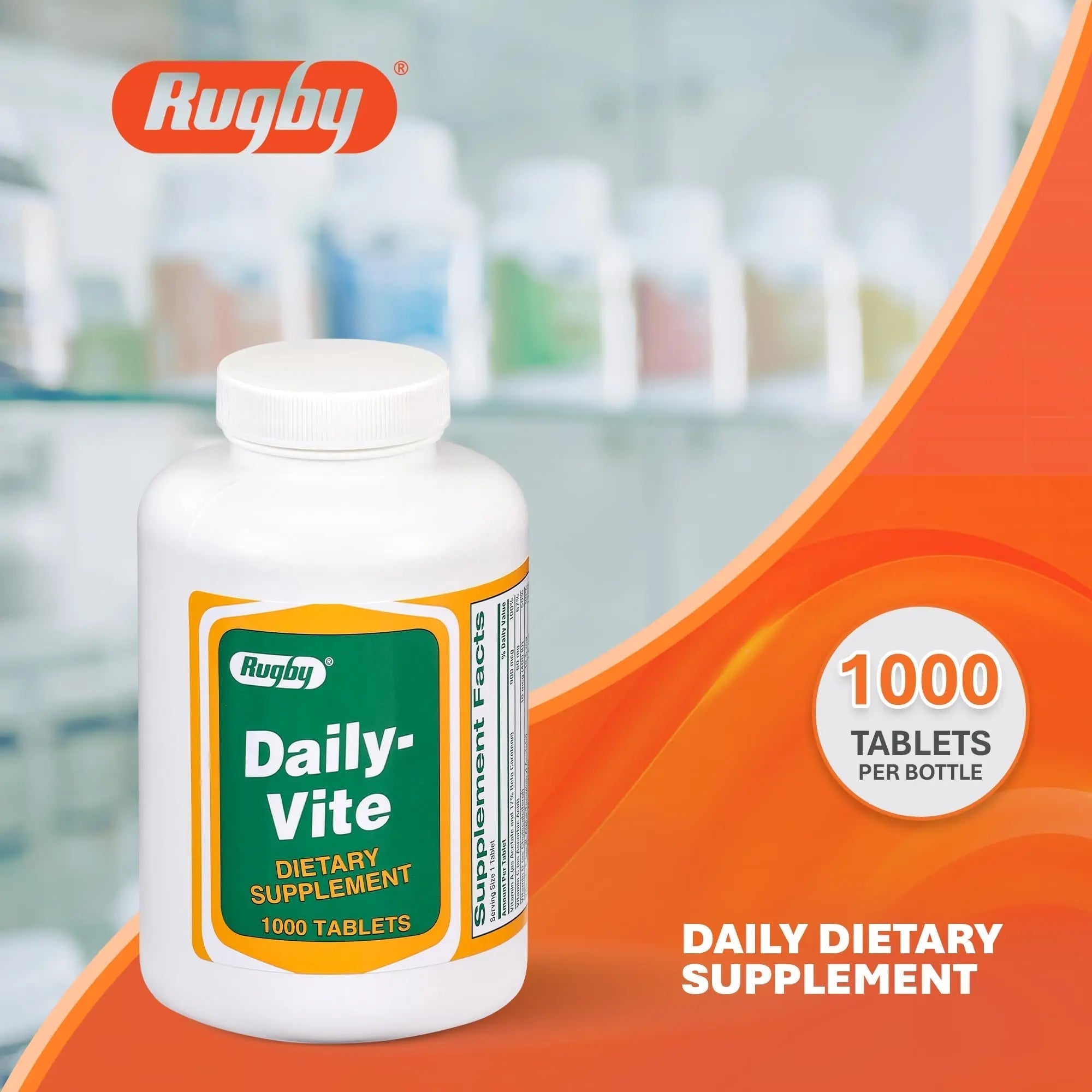 Rugby Daily-Vite Multivitamin Tablets, Gluten-Free Dietary Supplement for Adults, Supports Overall Health, No Artificial Flavors - 1000 Count (1 Pack) RUGBY LABORATORIES uk supplements