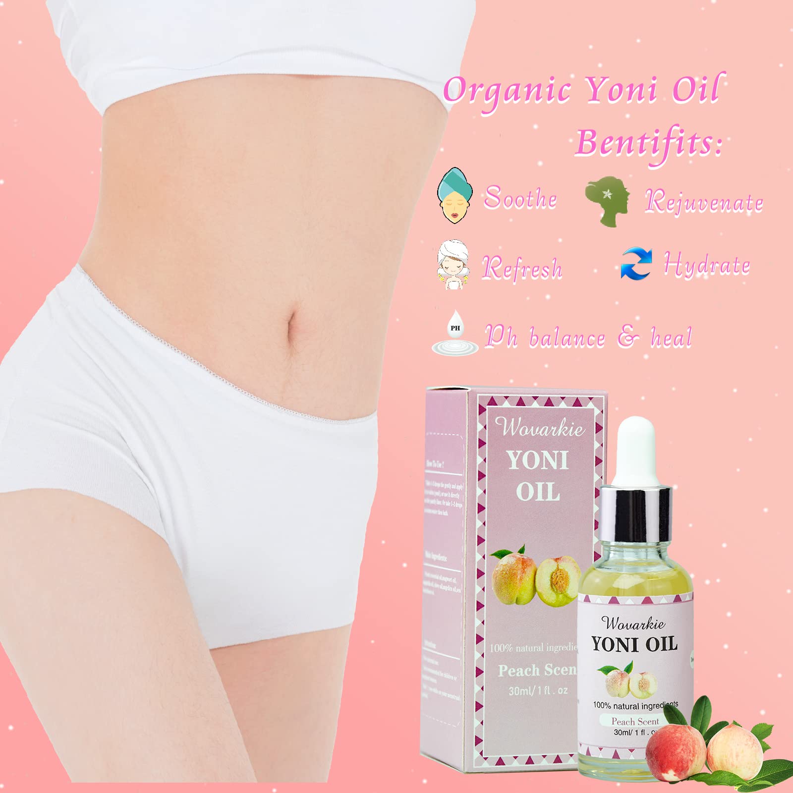 2 Packs Yoni Oil for Women, 1 fl oz/30 ml Feminine Oil Intimate Deodorant for Women, Eliminates Odor Wovarkie uk supplements