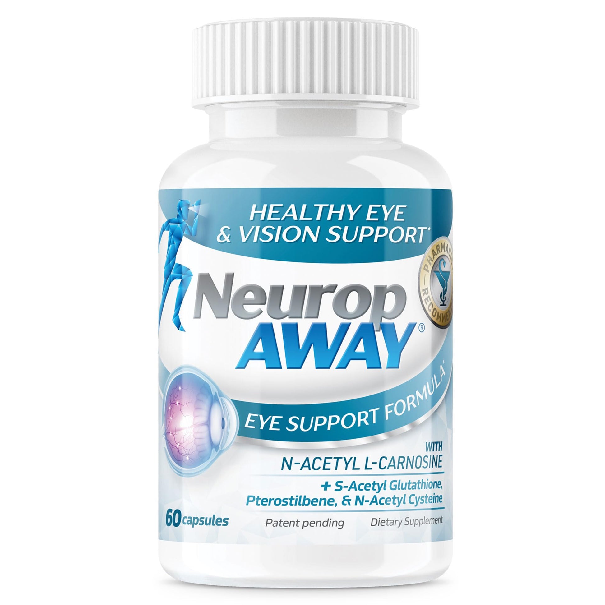 NeuropAWAY Eye Support Supplement 60CT with Lutein N-Acetyl L-Carnosine S-Acetyl Glutathione N-Acetyl Cystiene Pterostilbene Lycopene Zeaxanthin to Support Healthy Vision, Helps Blurry and Dry Eyes NeuropAWAY uk supplements