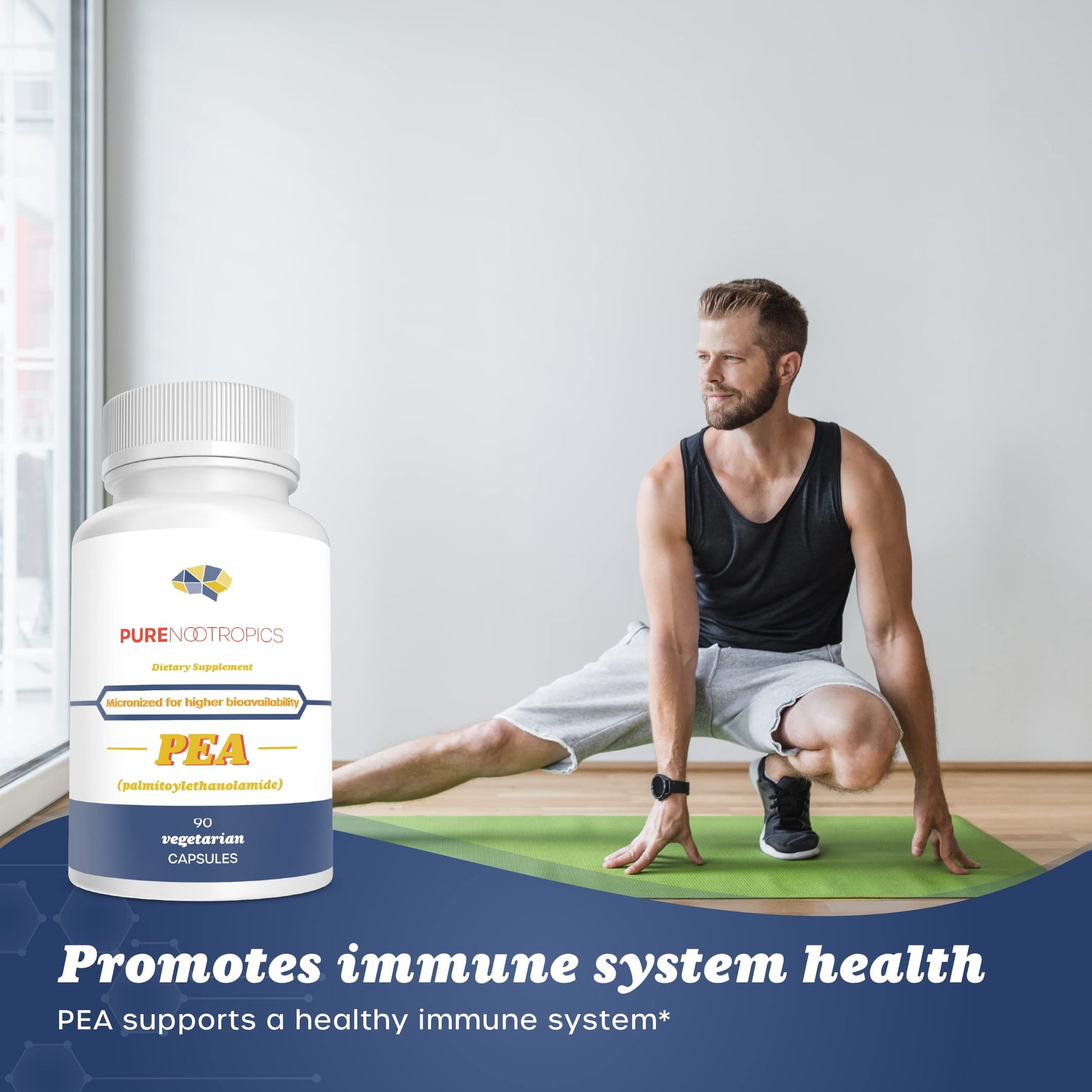Pure Nootropics - Palmitoylethanolamide (Micronized Pea) 400 mg Capsules | 90 Veg Caps Value Pack | Supports Relief from Occasional Discomfort | Supports Immune System Pure Nootropics uk supplements