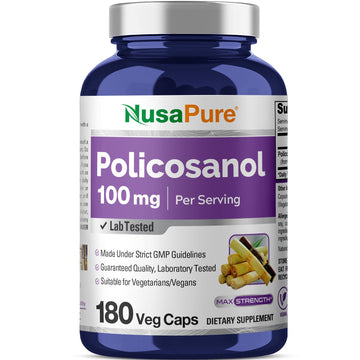 NusaPure Policosanol 100mg 180 Veggie Capsules (Vegan, Non-GMO) NusaPure uk supplements