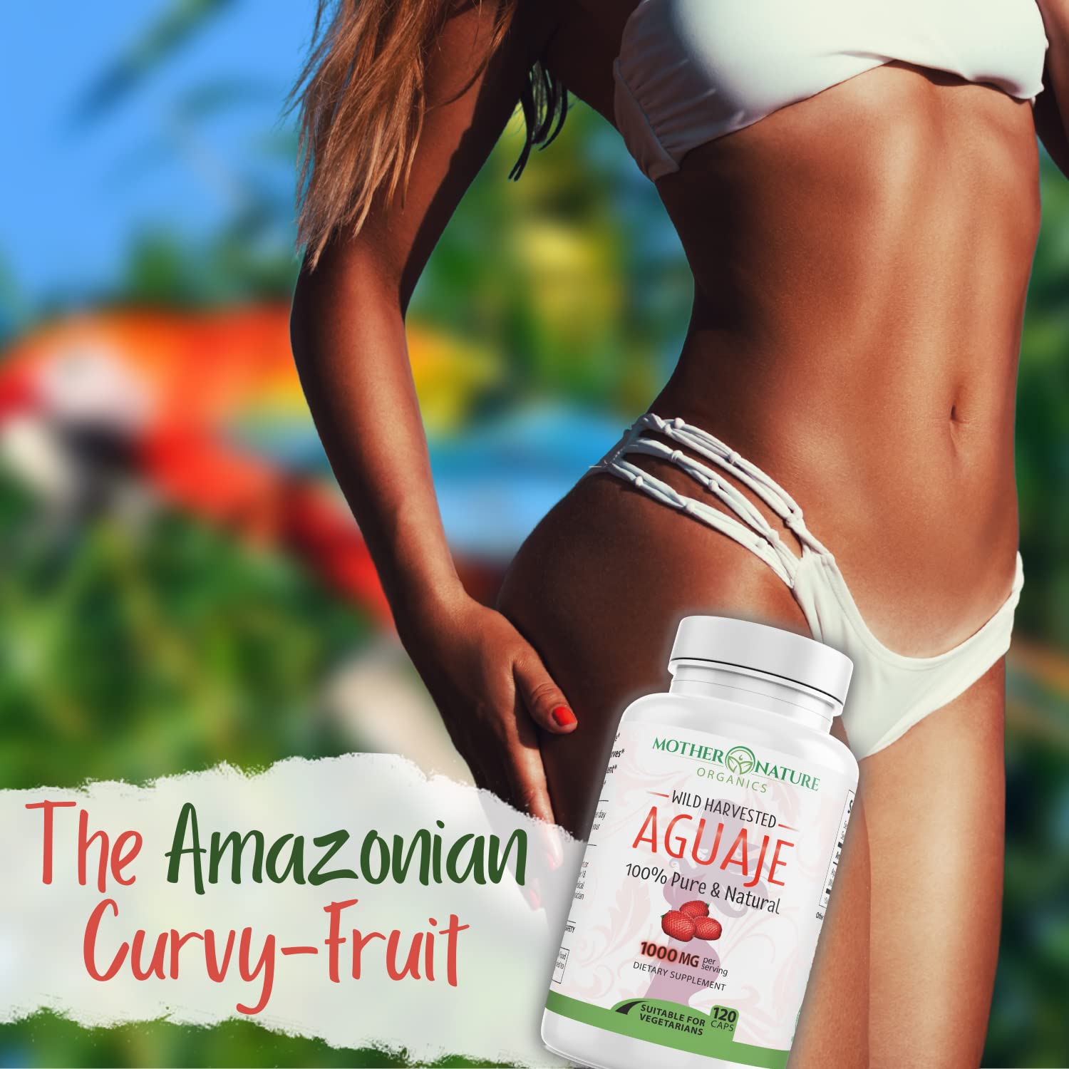 Mother Nature Aguaje Curves Capsules for Women, 1000mg (120ct), Natural & Sustainably Sourced Aguaje Fruit from Peru for Female Health, Hormone Balance, Curve Enhancer, Vegan, Non-GMO & Gluten-Free Mother Nature Organics Superfoods for Organic Living uk supplements