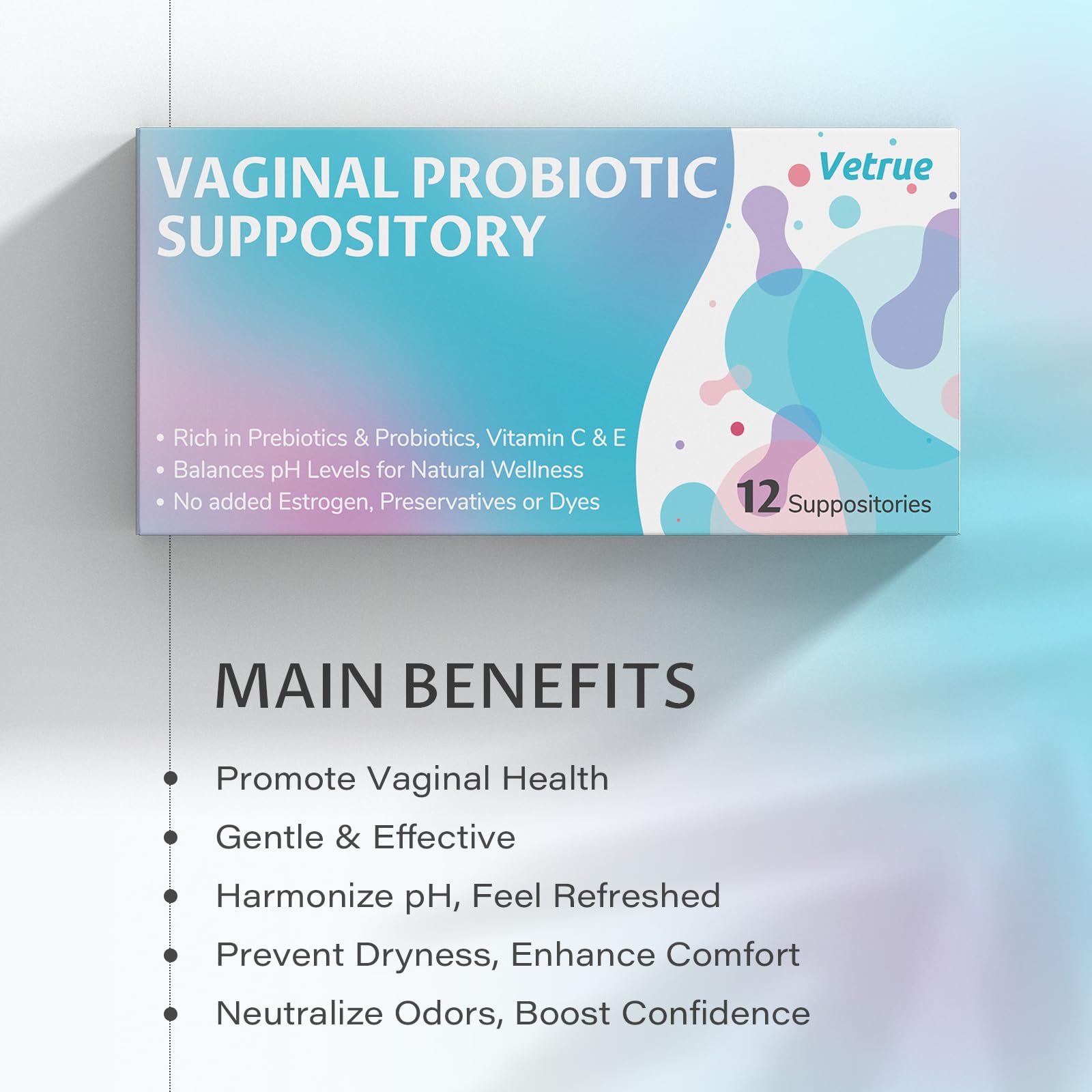 vetrue Vaginal Probiotic Suppository, Feminine Health for Comfort, pH Balance, Odor Control vetrue uk supplements