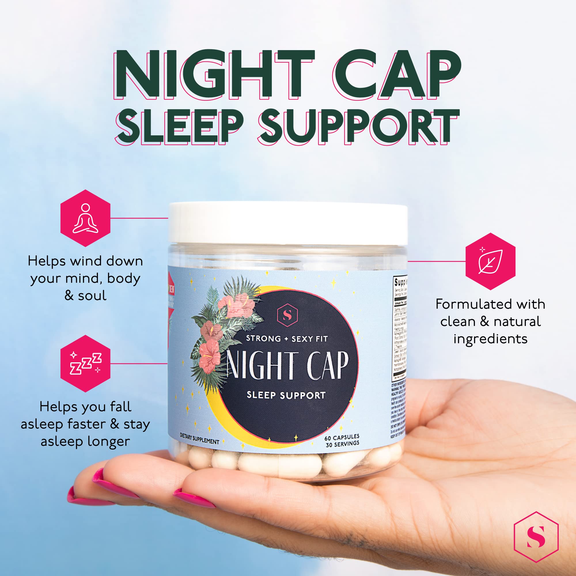Strong + Sexy Fit Night Cap Sleep Support, Supplement to Help You Fall Asleep Faster Strong + Sexy Fit uk supplements