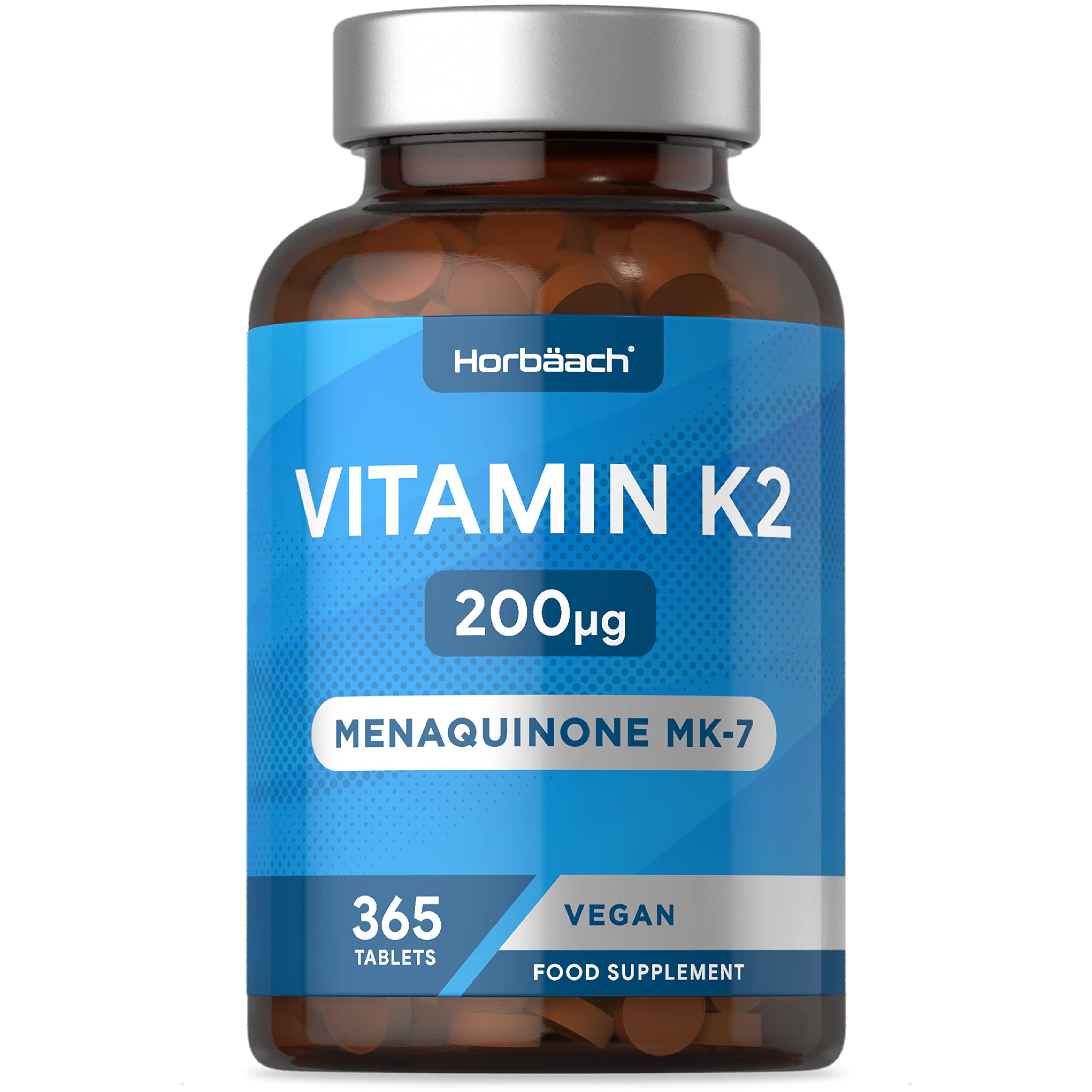 Vitamin K2 MK7 200ug | 365 Vegan Tablets | High Strength Menaquinone MK-7 Horbäach uk supplements