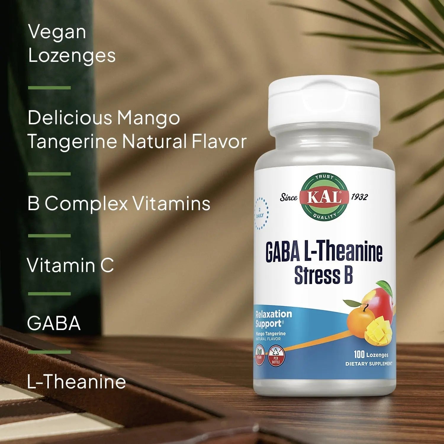 KAL GABA L-Theanine Stress B Lozenge, B Complex Vitamin Supplement, Healthy Relaxation, Mood & Focus Support KAL uk supplements