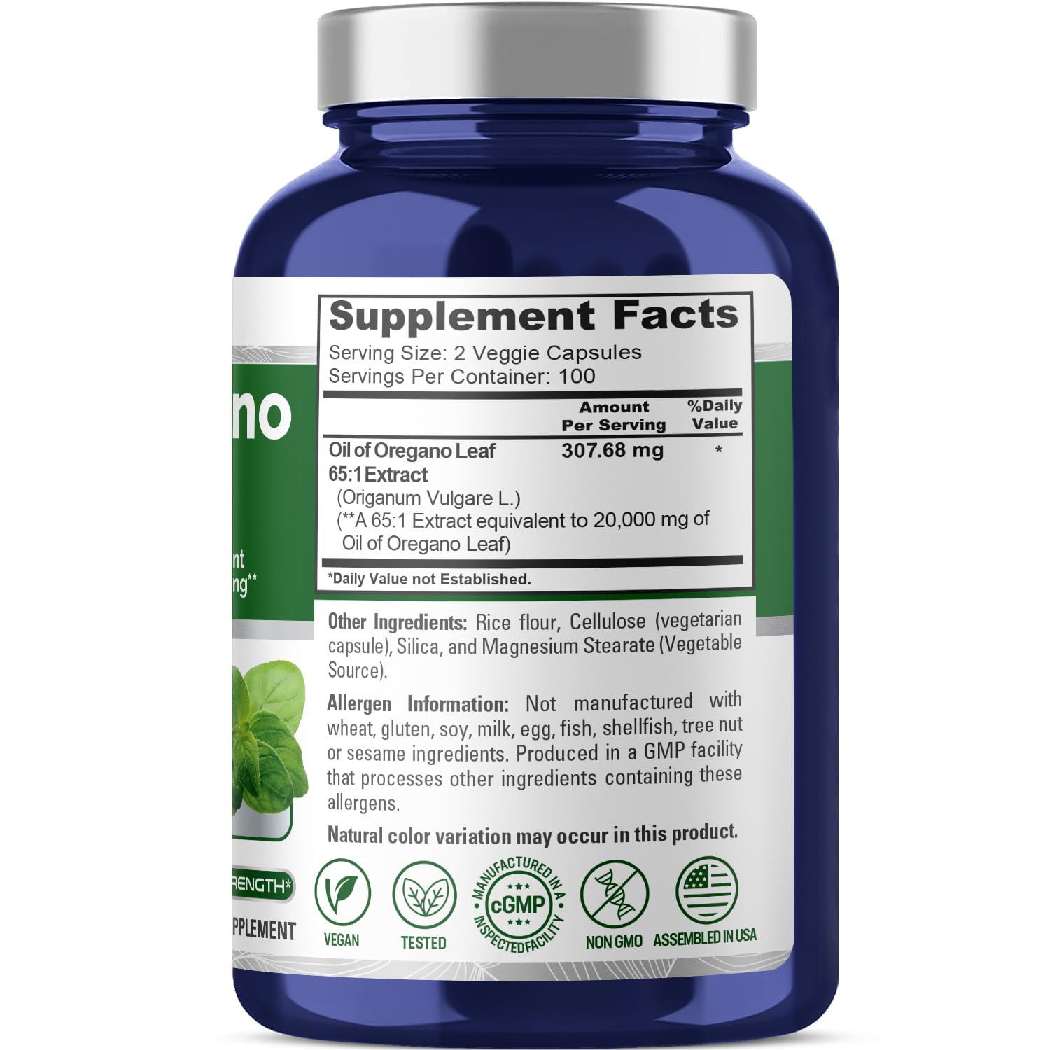 NusaPure Oregano Oil Extract 20000mg | 200 Veggie Powder Capsules | Naturally Occurring Carvacrol | Non-GMO and Vegan Extract 65:1 NusaPure uk supplements