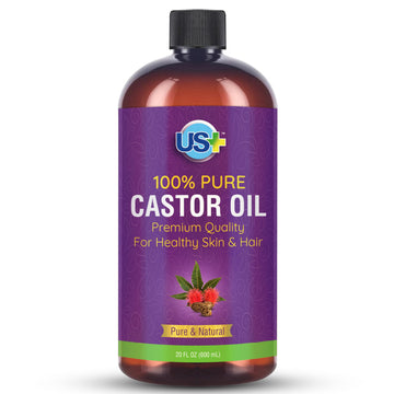 Us+ 20oz 100% Pure Castor Oil - Cold-pressed, Unrefined, Hexane-free - USP Grade - Premium Quality Us+ uk supplements