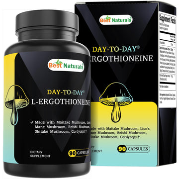 Best Naturals Day-to-Day L-Ergothioneine 25 mg with Maitake Mushrom, Lion's Mane Mushroom, Reishi Mushroom 90 Capsules Best Naturals uk supplements