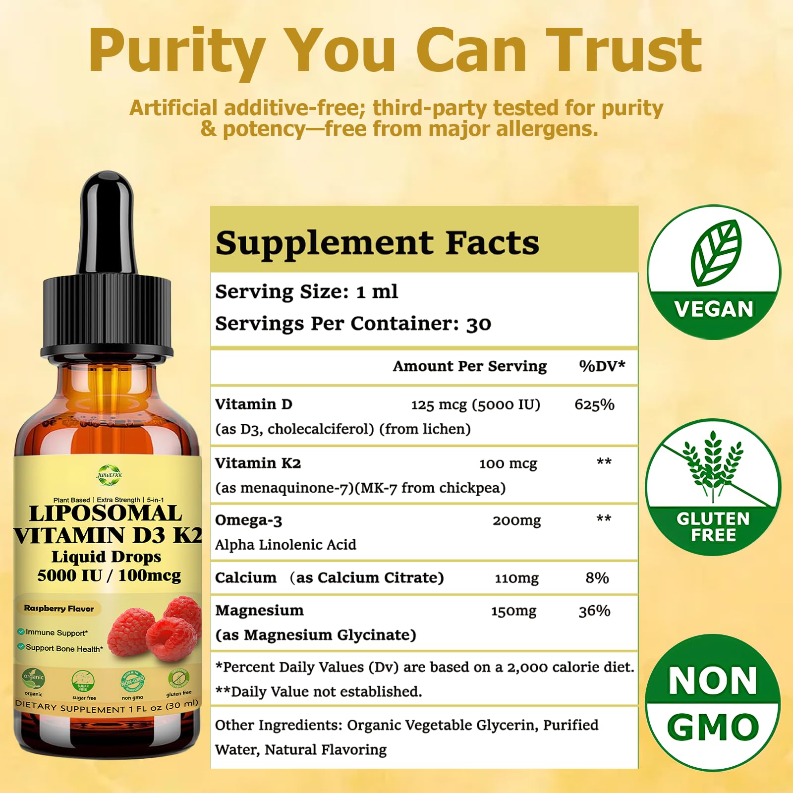 Liquid Vitamin D3 K2 Drops with Calcium Magnesium Omega3, High Potency 5-in-1 D3 K2 Vitamin 5000 IU Supplement for Bone Health, Heart Teeth & Immue, Ultra High Absorption Liposomal D3K2 Plant-Based JUIWEFKK uk supplements