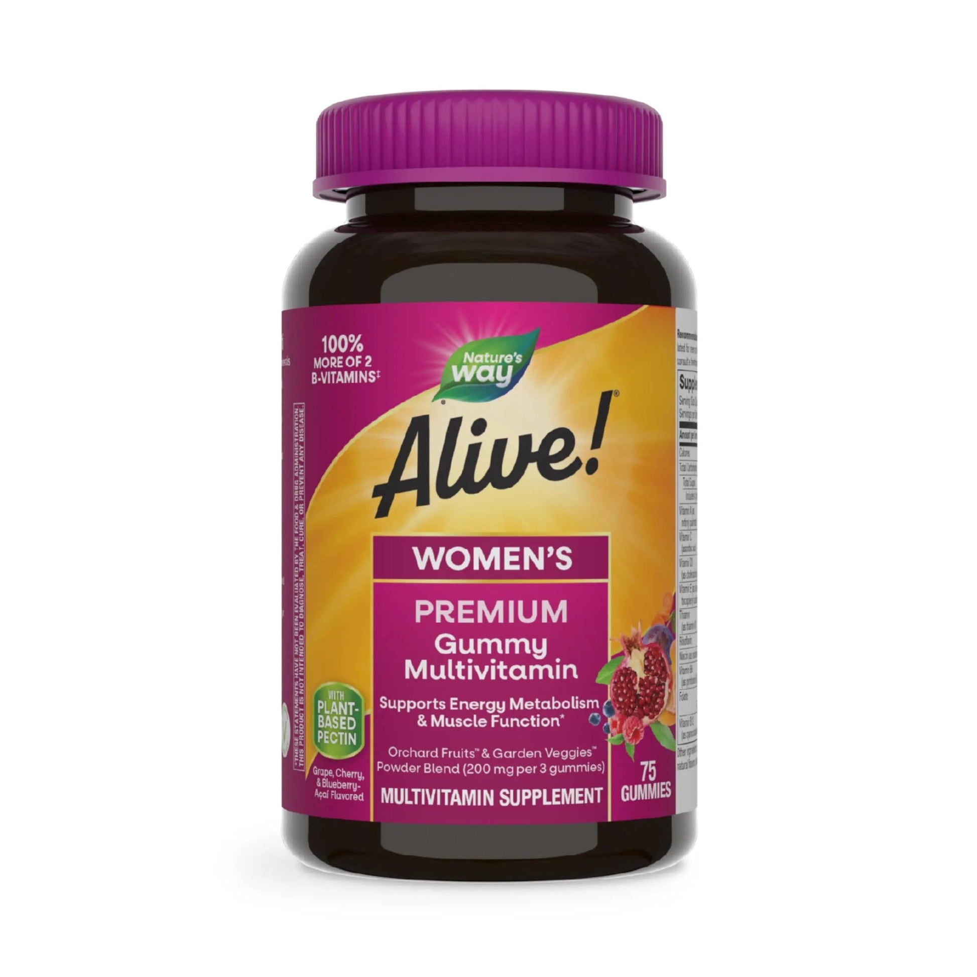 Nature’s Way Alive! Premium Women’s Gummy Multivitamin, Supports Energy Metabolism, Muscle Function*, B-Vitamins, Grape, Cherry, & Blueberry-Acai Flavored, 75 Gummies Nature's Way uk supplements