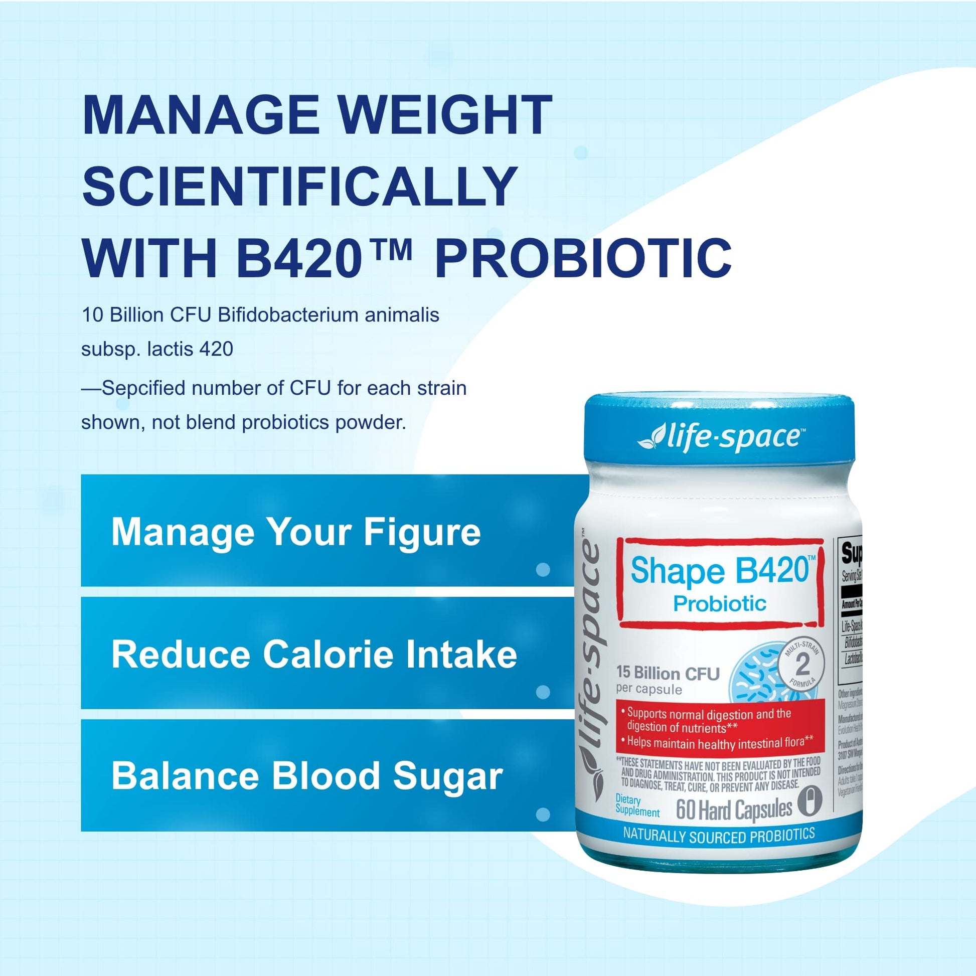 Life-Space Shape B420™ Probiotics, Clinically Studied Strains, Supplement for Women and Men Life-Space uk supplements