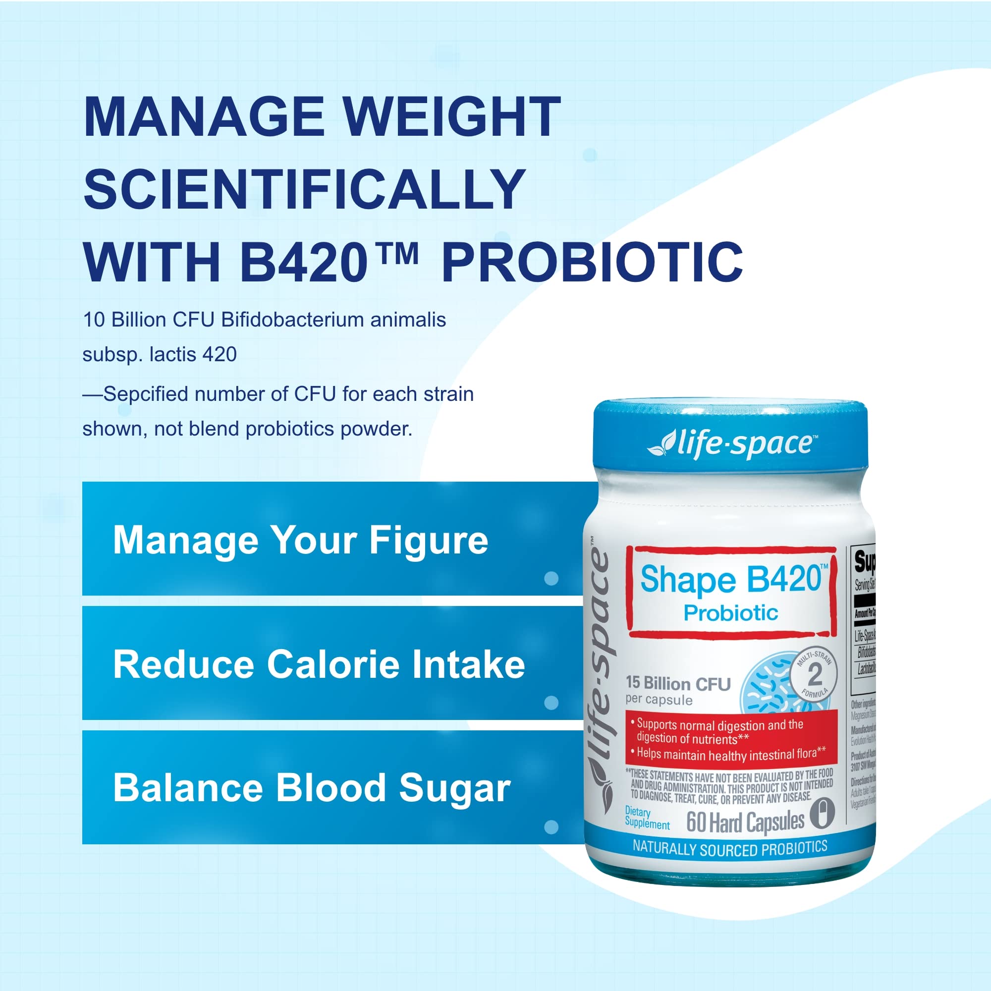 Life-Space Shape B420™ Probiotics, Clinically Studied Strains, Supplement for Women and Men Life-Space uk supplements