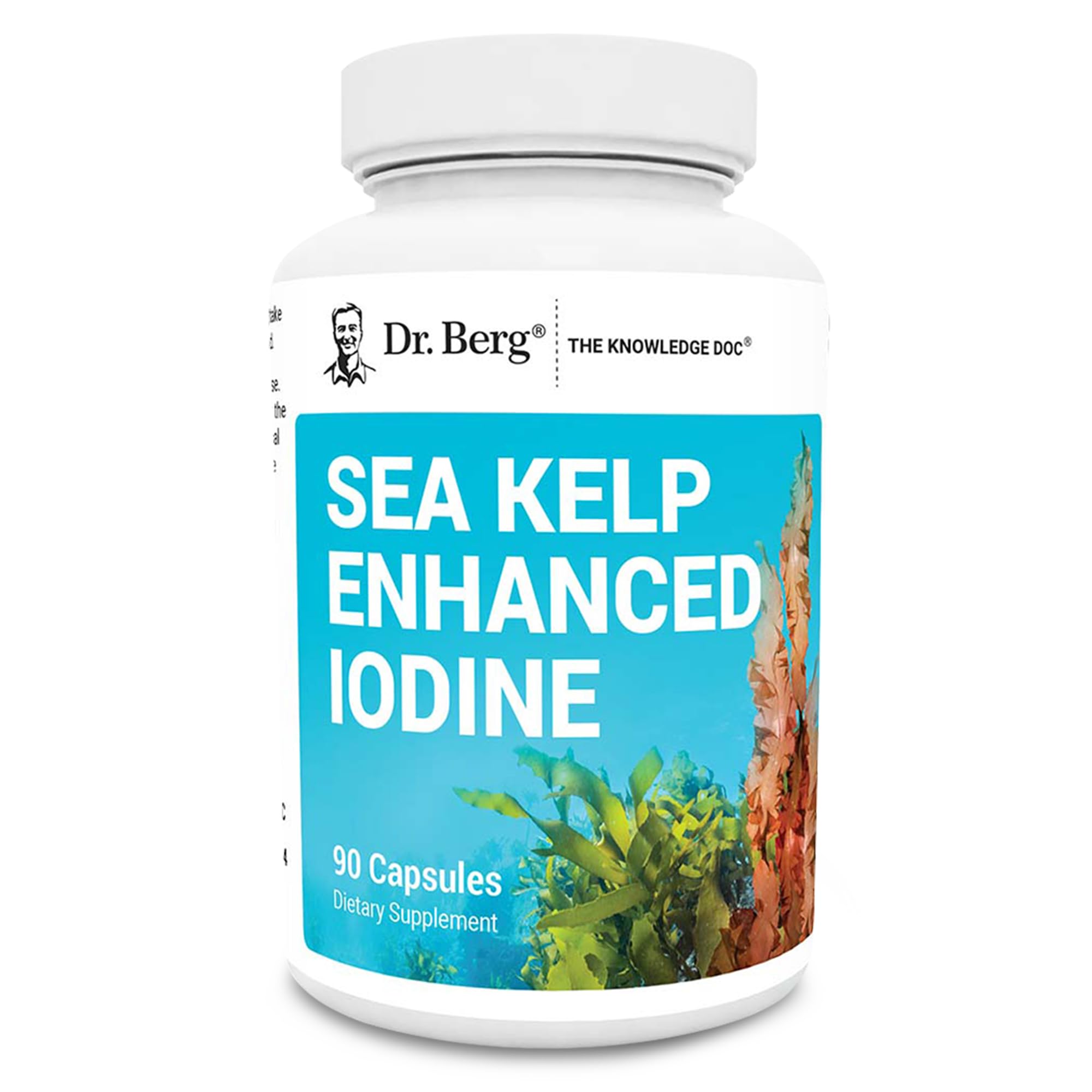 Dr. Berg Sea Kelp Enhanced Iodine - 200 mcg of Premium Iodine - Seaweed Blend Includes Klamath Blue-Green Algae & Sea Kelp - 90 Capsules Dr. Berg Nutritionals uk supplements