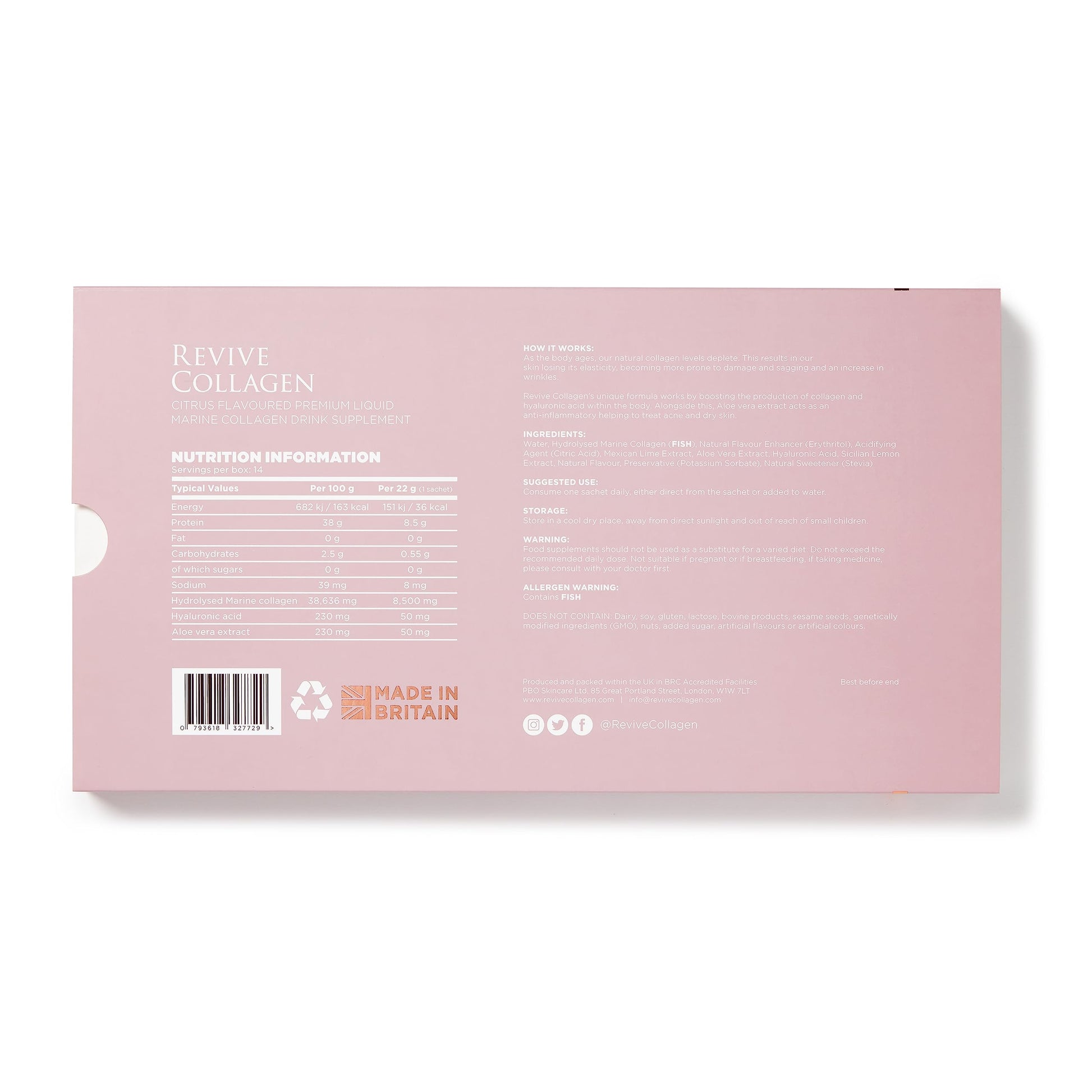 Revive Collagen Premium 8,500mg Hydrolysed Marine Collagen Drink with Added Hyaluronic Acid & Aloe Vera Revive Collagen uk supplements