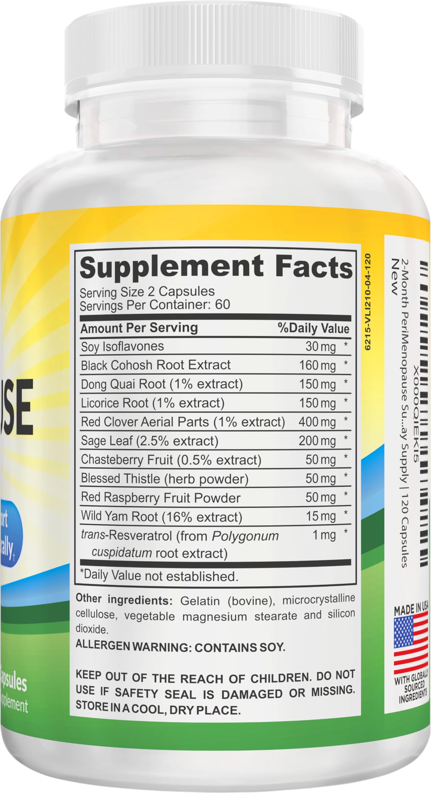 Perimenopause Support (2-Month) Supplement Blend | Women's Health & Hormone Support with 11 Herbs & Extracts | Female Hormonal Balance Supplements | 60-Day Bulk Supply | 120 Capsules Elevate Recovery Supplements uk supplements