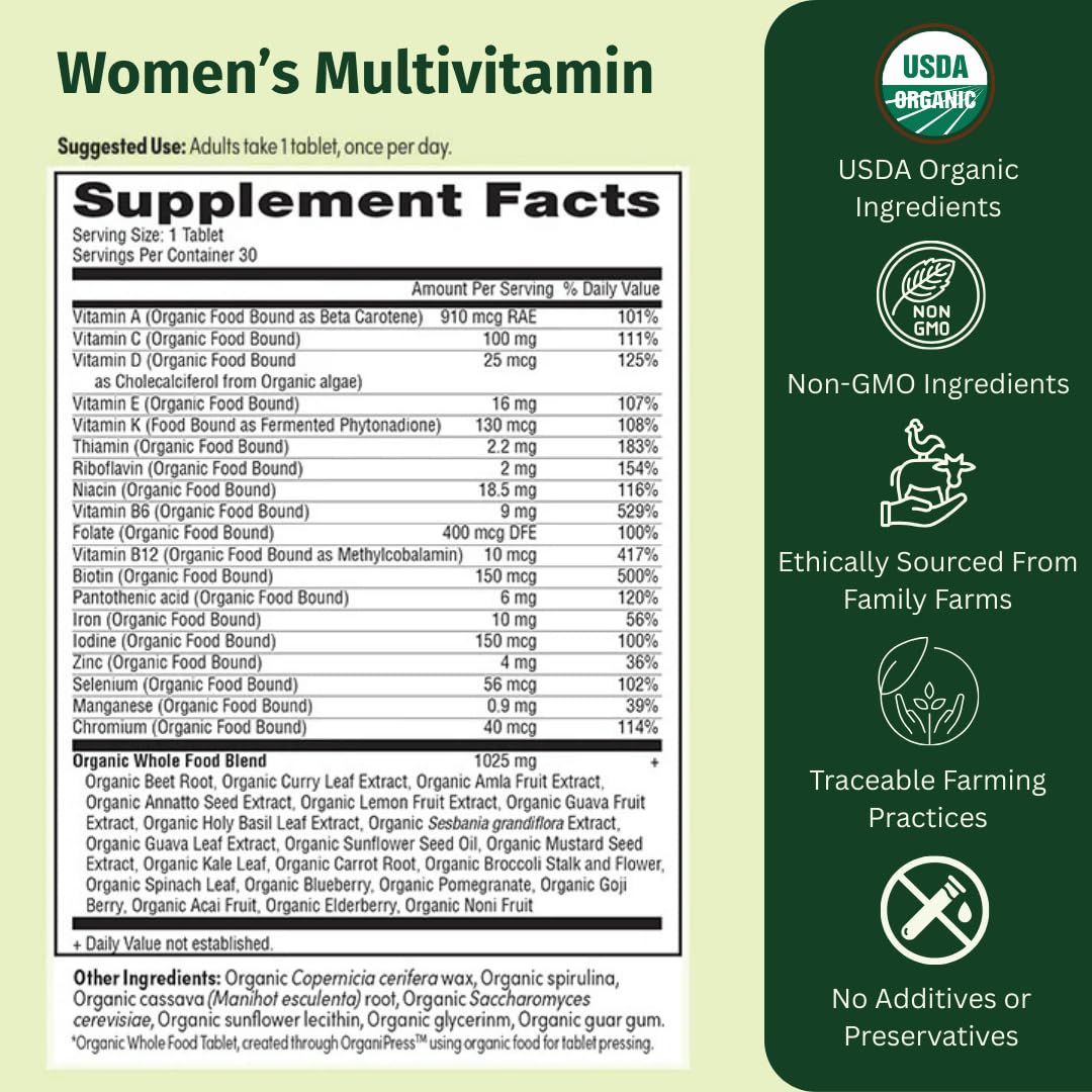 EarthFirst Organic Women’s Multi Once Daily, Women's Multivitamin, Iron, Vitamin B12 & More, 19 Vitamins from Herbs & Superfoods, 30 Count EarthFirst Organic uk supplements