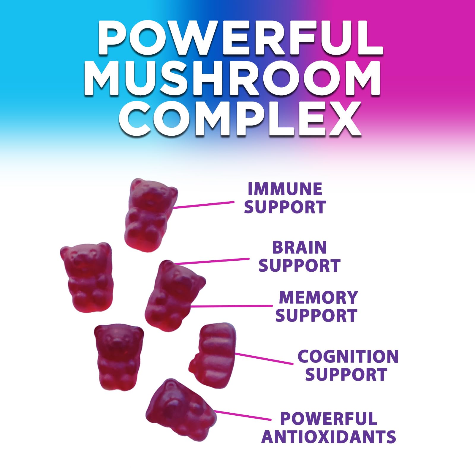 Mushroom Gummies Supplement 12 in 1 - High Grade Blend for Adults with Lions Mane, Reishi, Cordyceps, & Chaga Mushroom Complex Gummy, Memory & Immune Support & Nootropic Brain Supplements - 60 Gummies Nature's Nutrition uk supplements