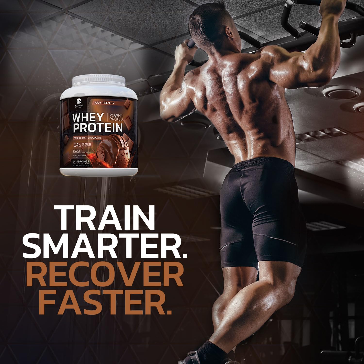 Nature's Premium 100% Whey Protein Powder, 24g of Protein, Double Rich Chocolate Nature's Peak uk supplements