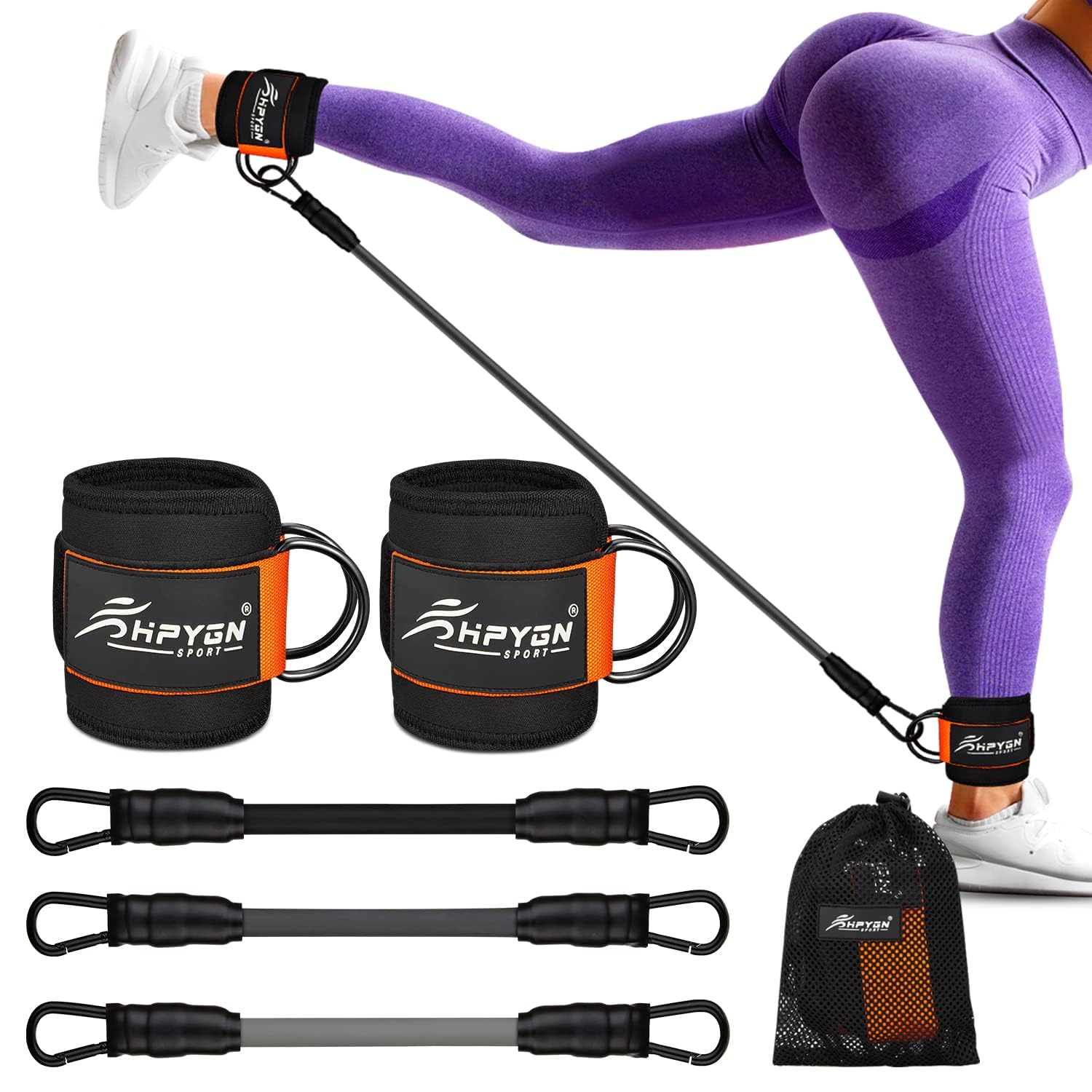 Ankle Resistance Bands with Cuffs for Leg and Glute Training - Exercise Equipment HPYGN uk supplements