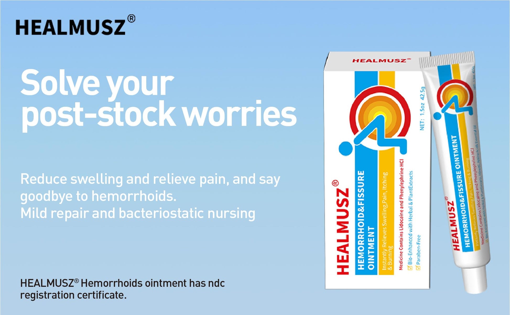 HEALMUSZ Hemorrhoid Fissure Ointment– Hemorrhoid Treatment and Hemorrhoid Cream with Lidocaine and Phenylephrine HCI for Fast Acting Relief of Pain, Swelling, Discomfort, and Itching(1.5 oz) HEALMUSZ uk supplements