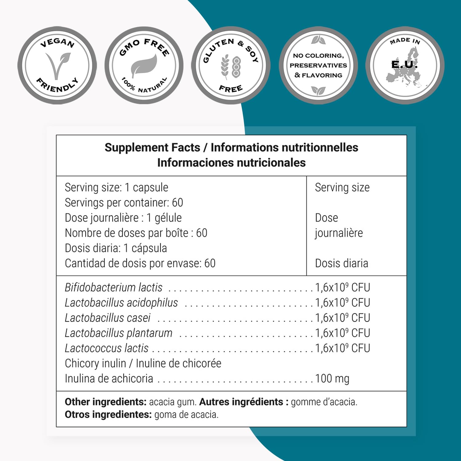Supersmart - Probio Forte 8 Billion CFU per Capsule (Advanced Formula) - Daily Probiotics Supplement for Women & Men | Non-GMO & Gluten-Free - 60 DR Caps Supersmart uk supplements