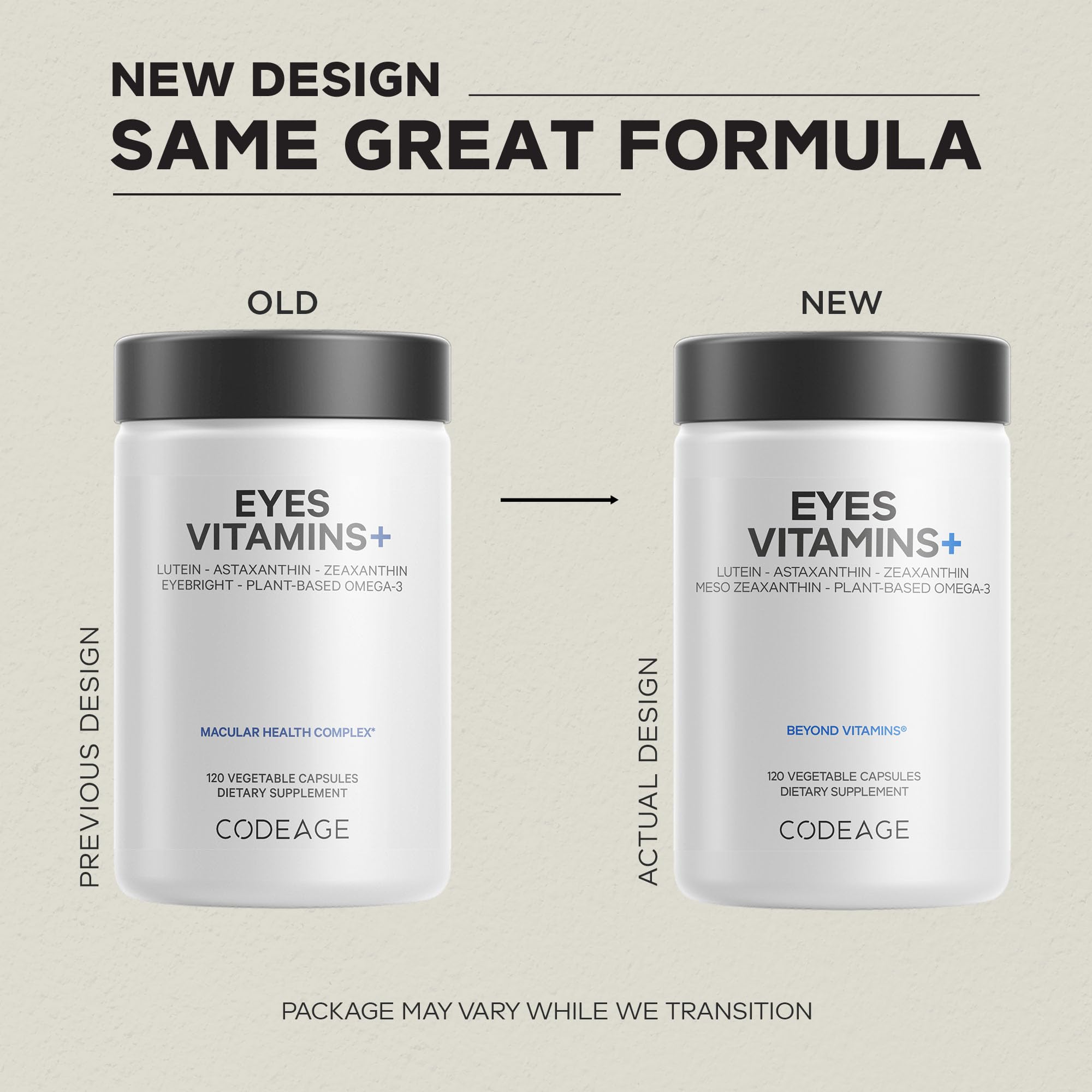 Codeage Eyes Vitamins - AREDS 2 Based Formula Supplement - 2-Month Supply - Vitamins A, C, E, Zinc, Lutein, Astaxanthin, Zeaxanthin, Eyebright, Marigold, Bilberry, Saffron, Omega-3-120 Capsules Codeage uk supplements