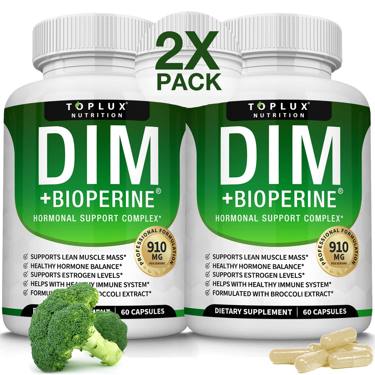 Dim Supplement 910 mg Plus BioPerine Complex - Diindolylmethane to Support Hormone Balance Toplux uk supplements