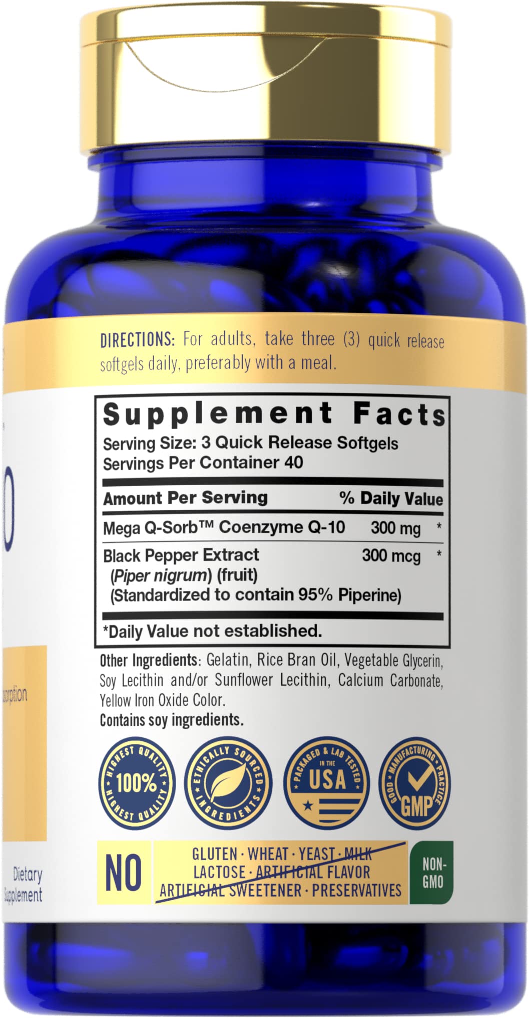 Carlyle CoQ10 300mg | 120 Softgels | Mega Q-Sorb Coenzyme Q-10 | with Black Pepper Carlyle uk supplements