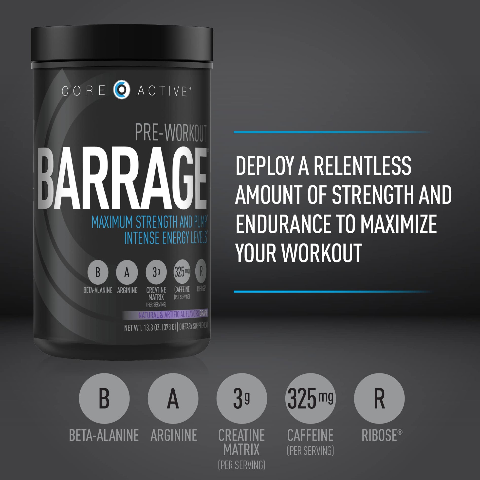 (CORE)ACTIVE Barrage Pre Workout Powder - Preworkout for Women & Men, Creatine (CORE)ACTIVE uk supplements