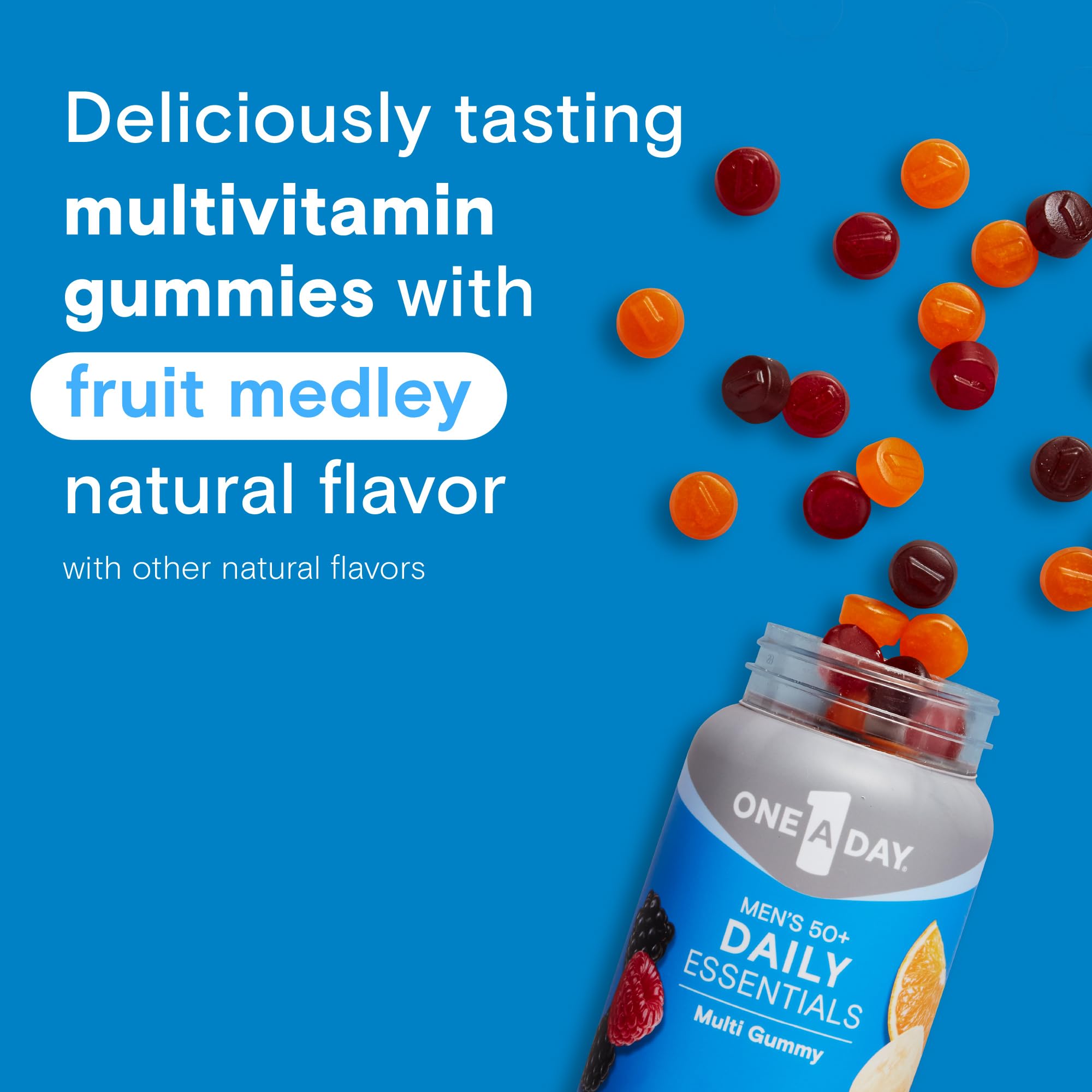One A Day Men’s 50+ Daily Essentials Multivitamin Gummies, Multivitamin for Men Over 50, Fruit Medley Flavor, 120 Gummies ONE A DAY uk supplements