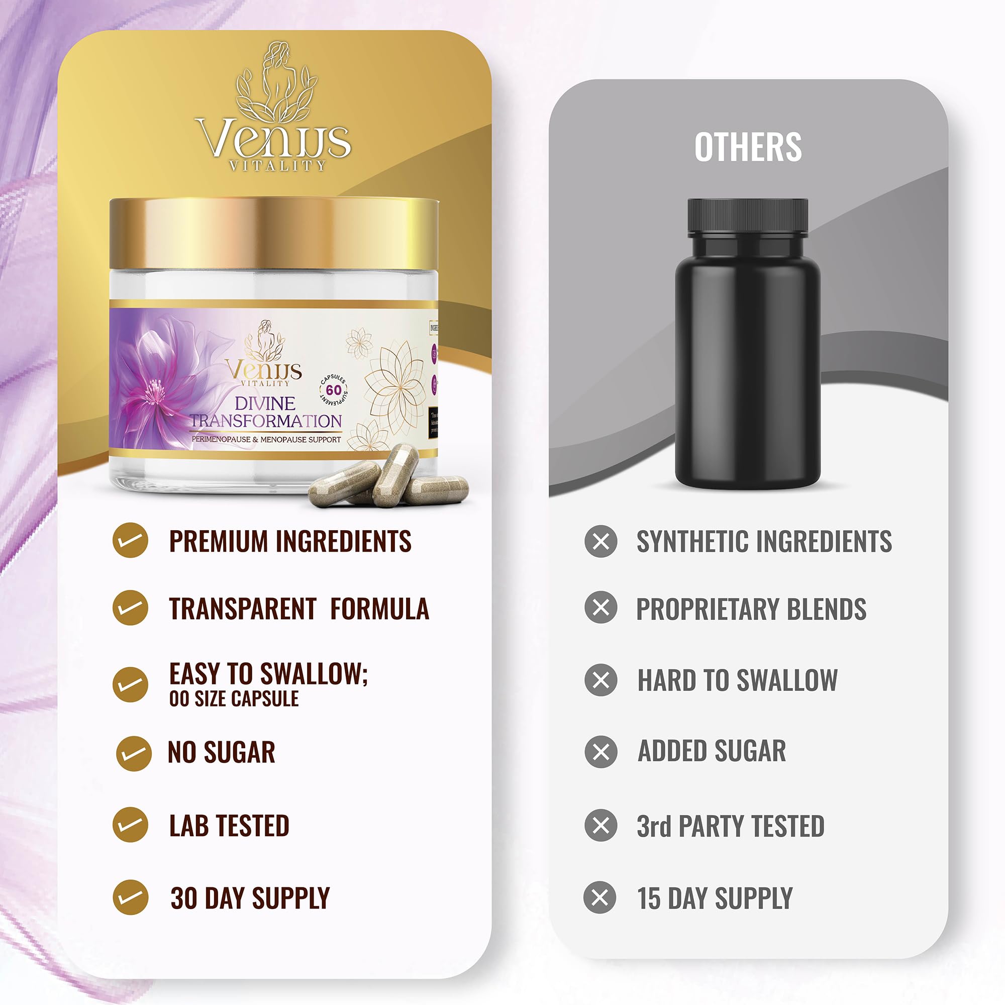 Menopause Supplements for Women - Female Hormone Balance & Immune Support - Mood Swings & Restful Sleep - Valerian Root & Saw Palmetto - Black Cohosh for Menopause Hot Flashes Relief - 60 Capsules Venus Vitality uk supplements