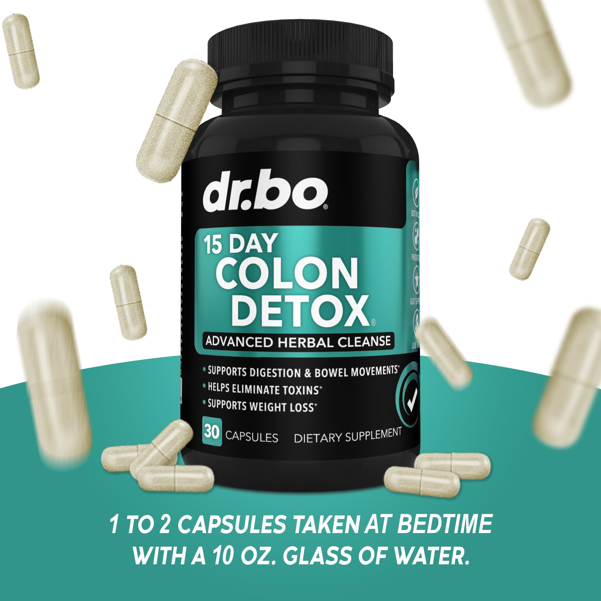 Colon Cleanser Detox for Weight Flush - 15 Day Intestinal Cleanse Pills & Probiotic - Fast Natural Laxative for Constipation Relief - Bowel Movement Supplements for Stomach Bloating, Gut Loss Support DR. BO uk supplements