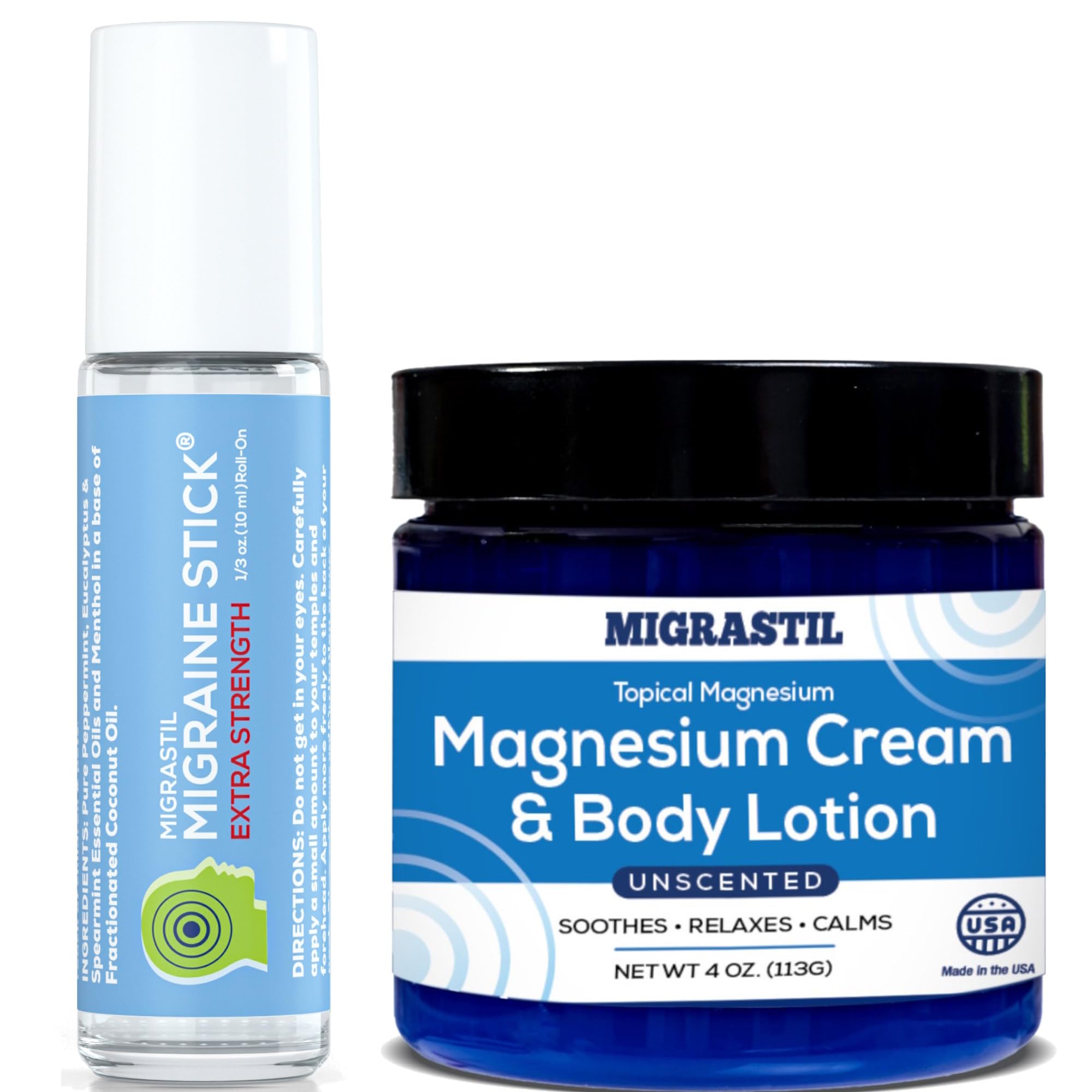Basic Vigor Migrastil Extra Strength Migraine Stick & Topical Magnesium Cream Bundle Basic Vigor uk supplements