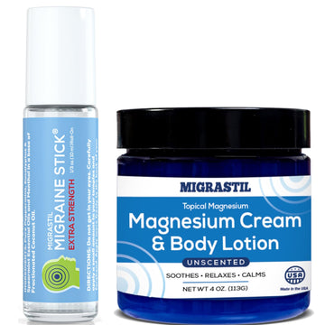 Basic Vigor Migrastil Extra Strength Migraine Stick & Topical Magnesium Cream Bundle Basic Vigor uk supplements