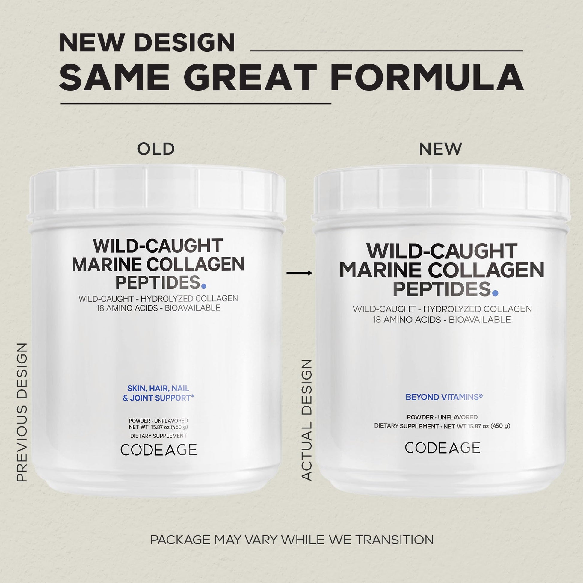 Codeage Marine Collagen Powder - Wild-Caught Hydrolyzed Fish Collagen Peptides - Type 1 & 3 Collagen Protein Supplement - Amino Acids for Skin, Hair, Nails - Paleo Friendly, Non-GMO, 15.87 Ounces Codeage uk supplements