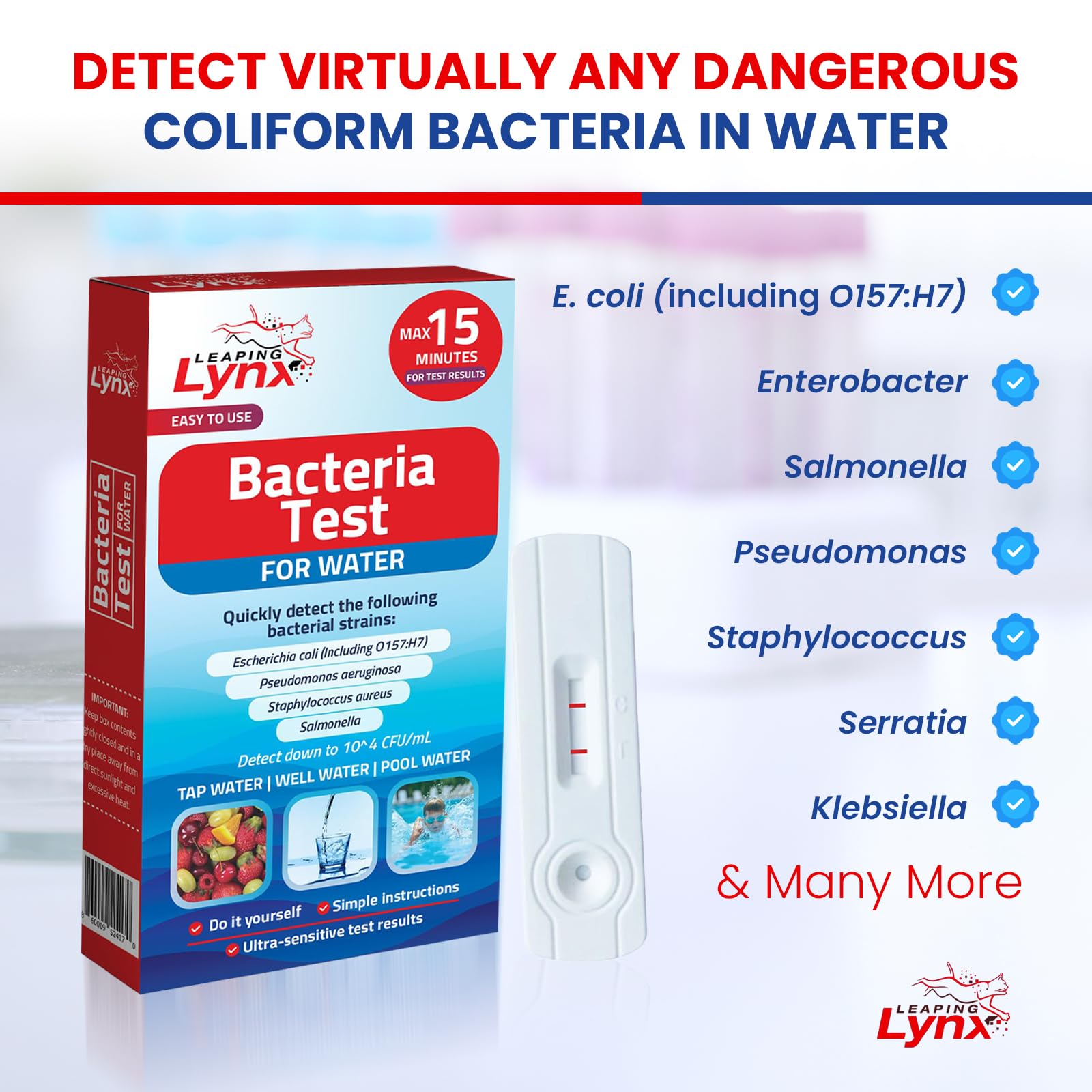 Bacteria Water Test Kit – Coliform, E. coli & Salmonella Detection for Well & Tap Water | Rapid Home Drinking Water Screening Kit with Lab-Quality Results | Leaping Lynx Leaping Lynx uk supplements