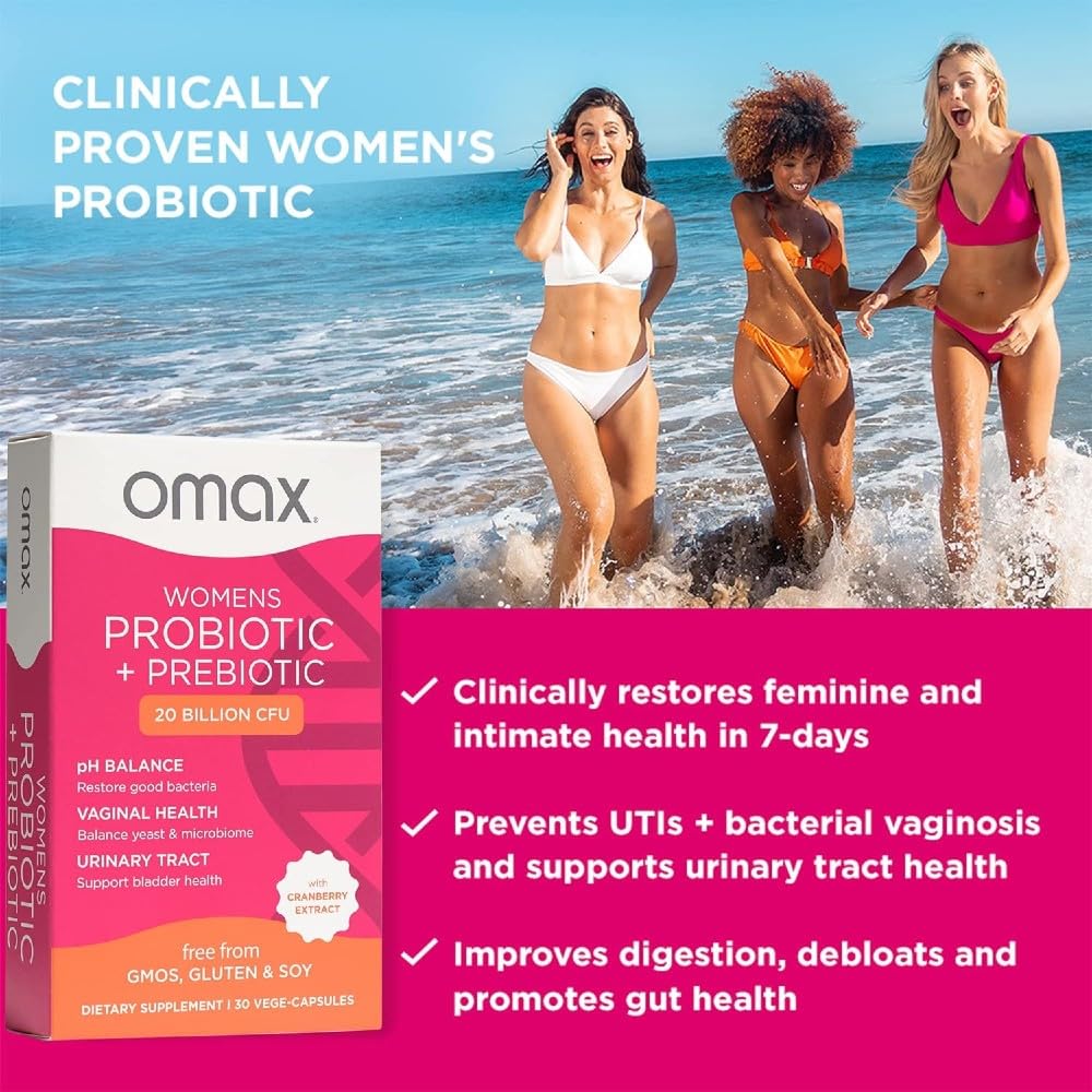2 Pack Omax Prebiotics & Probiotics for Women, pH Balance, Vaginal Health, Urinary Tract, Yeast Omax3 uk supplements