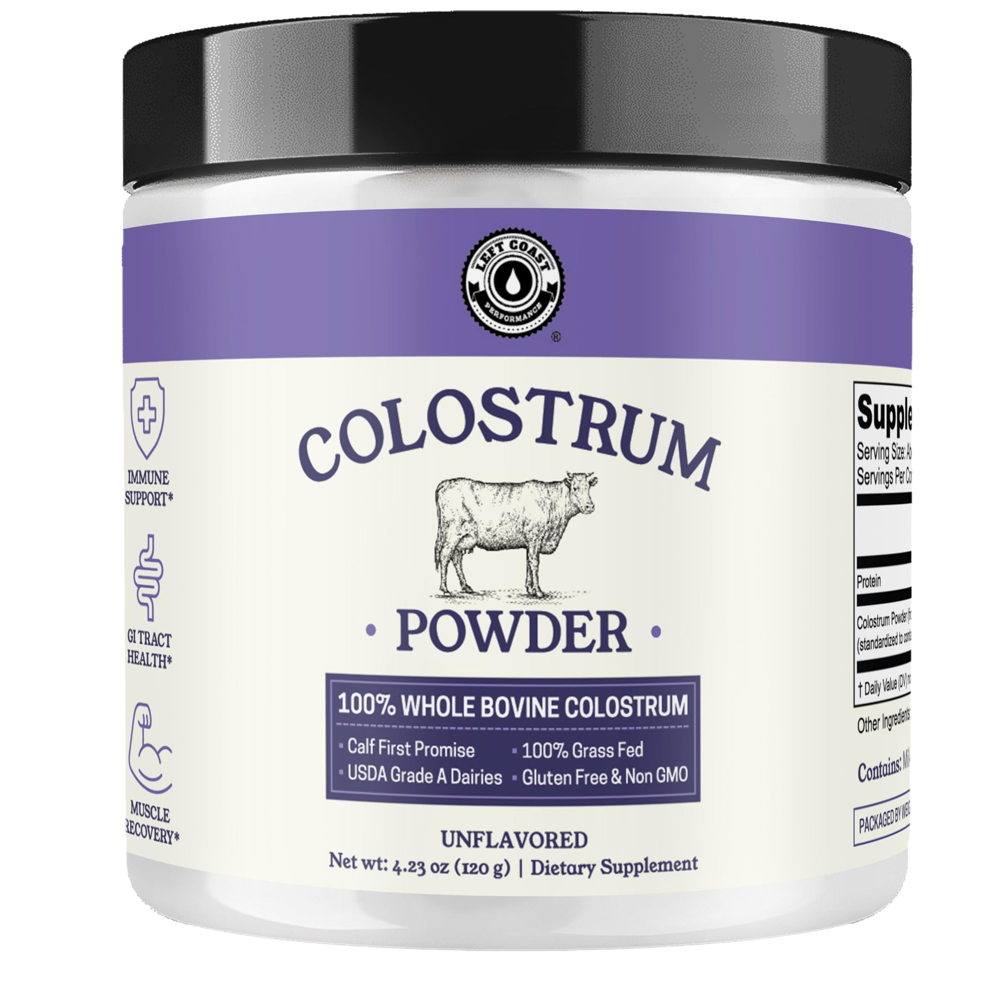 Colostrum Powder – USA Sourced Bovine Colostrum for Humans for Immune Support, Gut Health, Muscle Recovery - Single Ingredient, No Additives, Grass Fed, Non-GMO Colostrum Supplement for Women and Men Left Coast Performance uk supplements