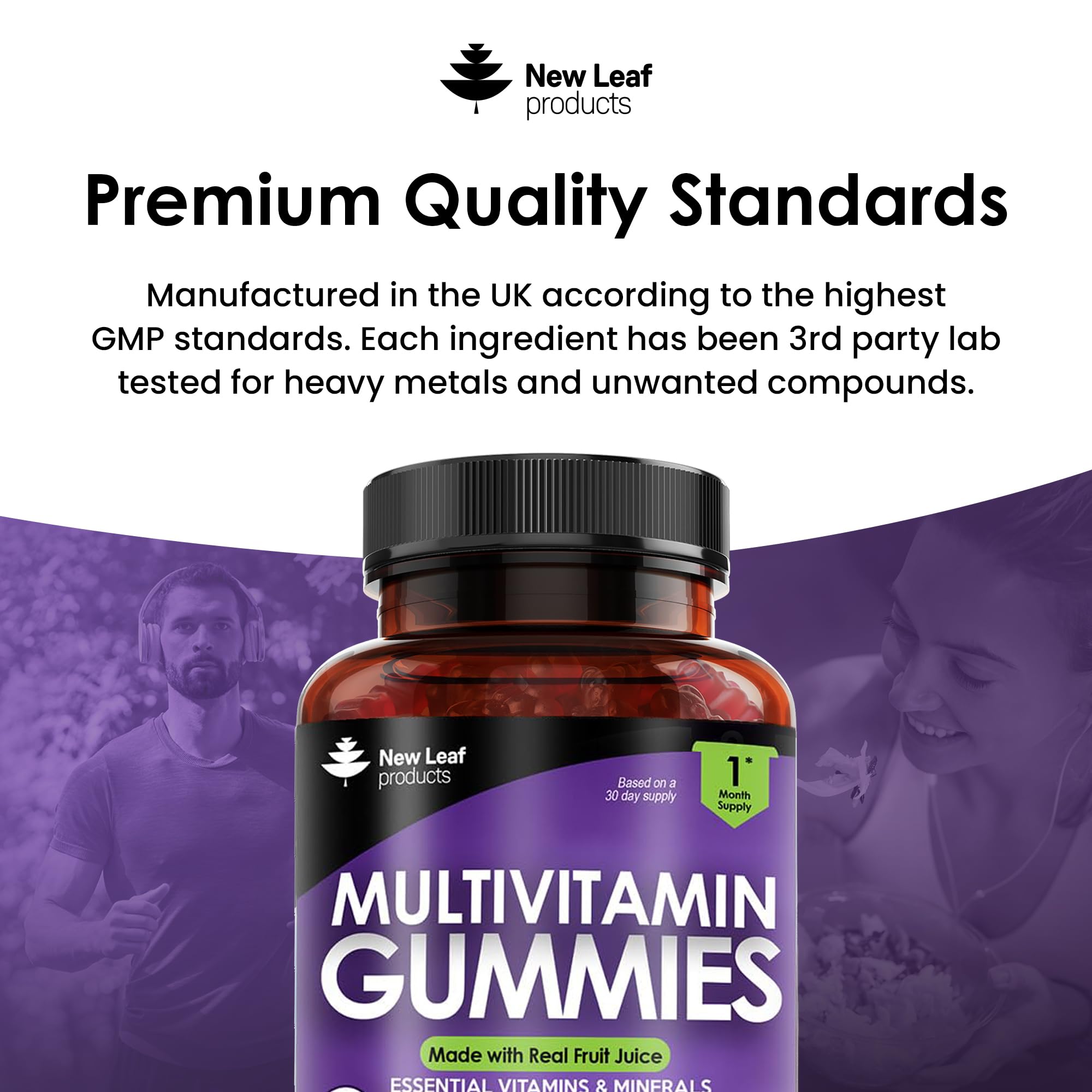 Multivitamin Gummies High Strength for Men Women - Vegetarian +14 Essential Vitamins NEW LEAF PRODUCTS uk supplements