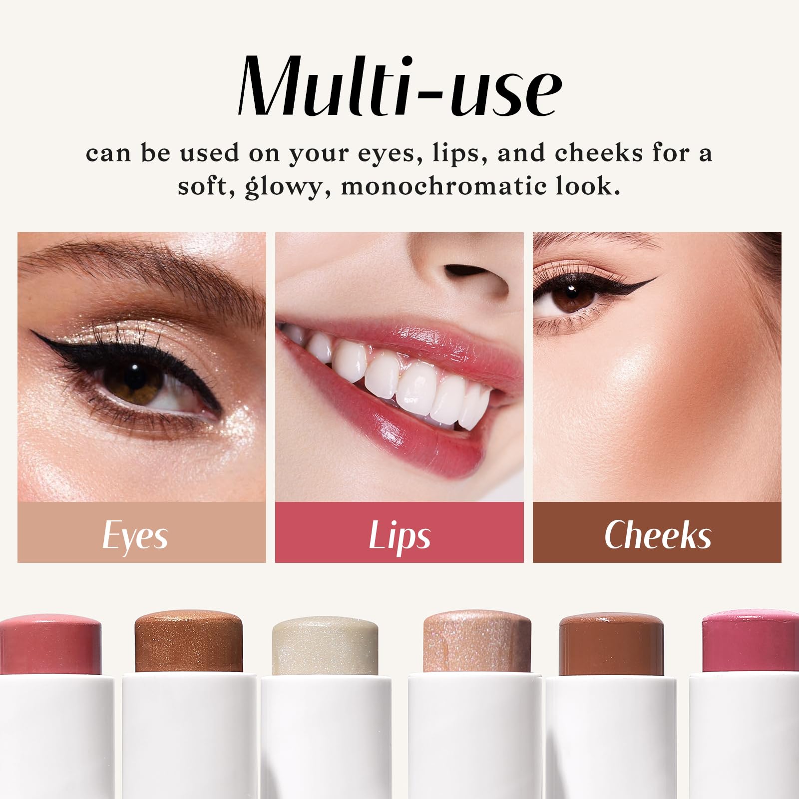 KIMUSE Face Sticks Trio, Cream Blush Stick & Highlighter Stick & Contour Stick for Sculpt the Cheeks, Long Lasting Cream Contour Stick Trio for Face Makeup, with Brush KIMUSE uk supplements