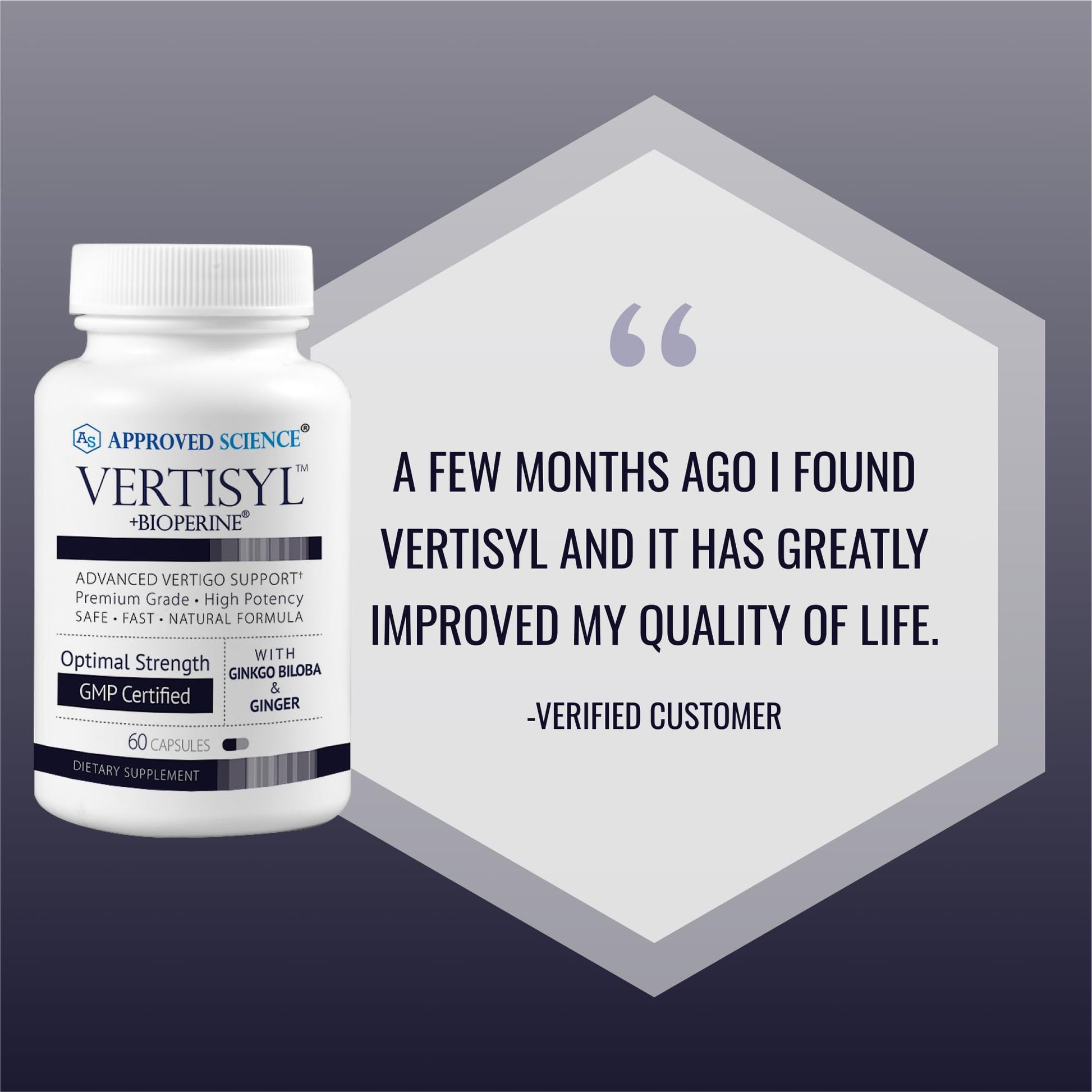 Approved Science VertiSyl - Ginkgo Biloba, Ginger, Vitamin D3, BioPerine - 60 Capsules - 1 Month Supply Approved Science uk supplements
