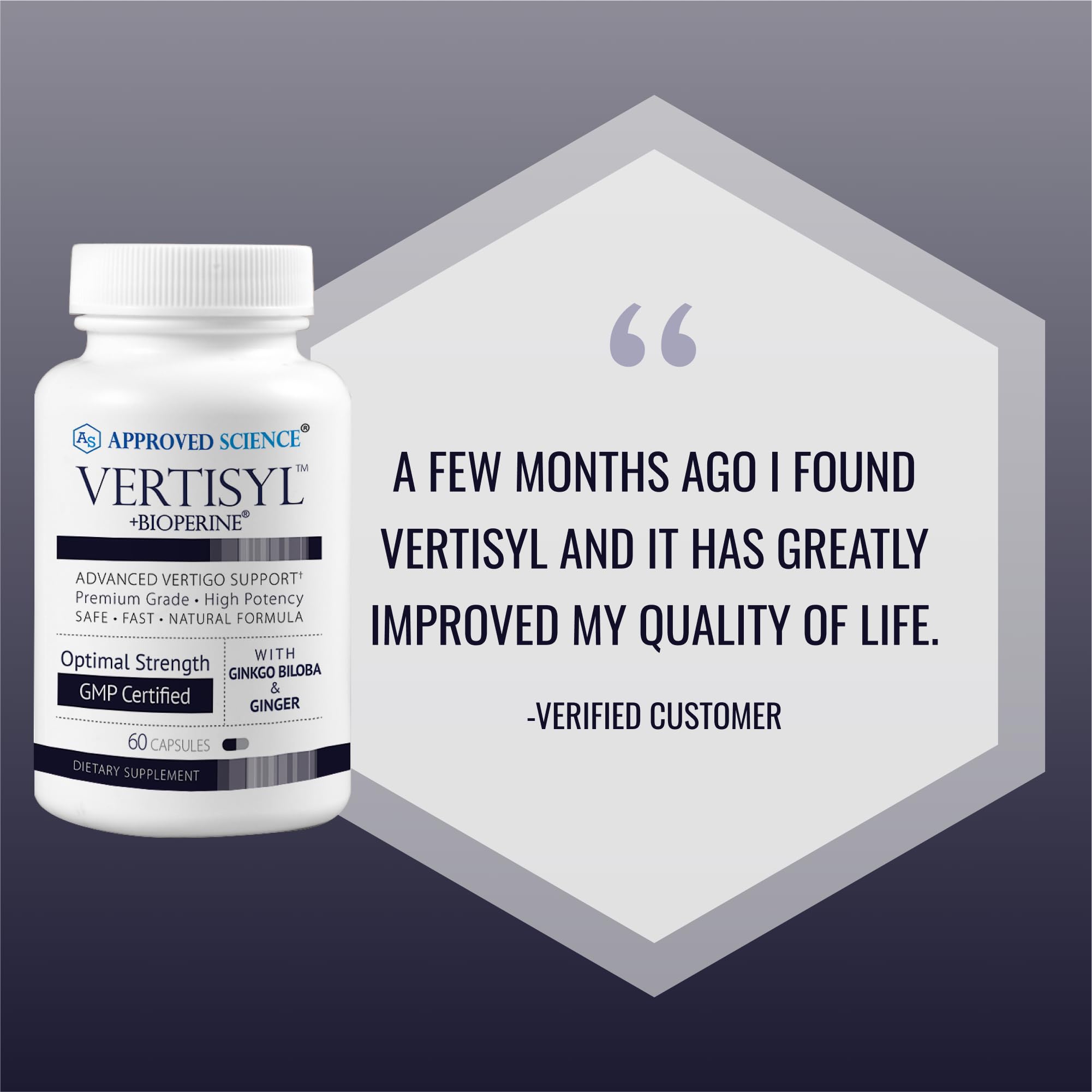 Approved Science VertiSyl - Ginkgo Biloba, Ginger, Vitamin D3, BioPerine - 60 Capsules - 1 Month Supply Approved Science uk supplements