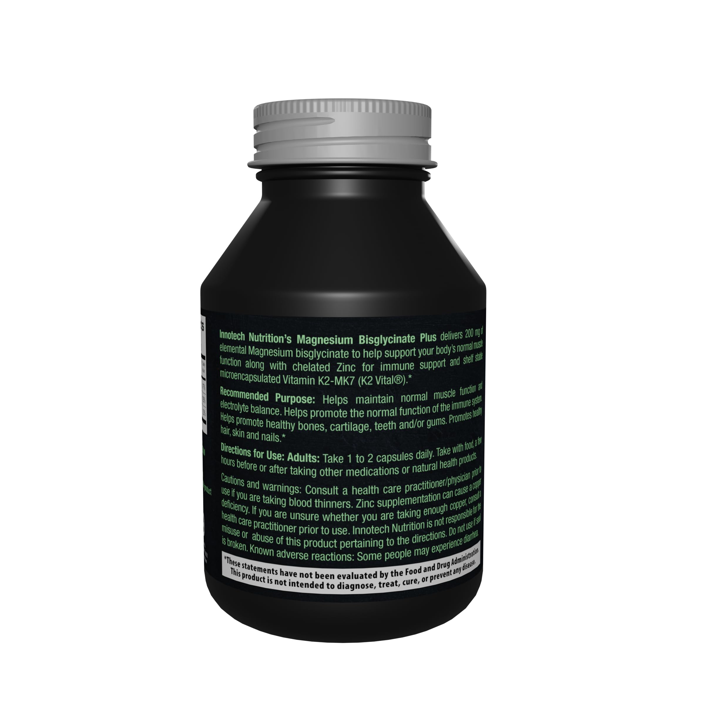 Innotech Nutrition Magnesium Plus Muscle Bone & Sleep Support Magnesium Bisglycinate Zinc & Vitamin K2 120 Vegan Capsules Innotech Nutrition Solutions uk supplements